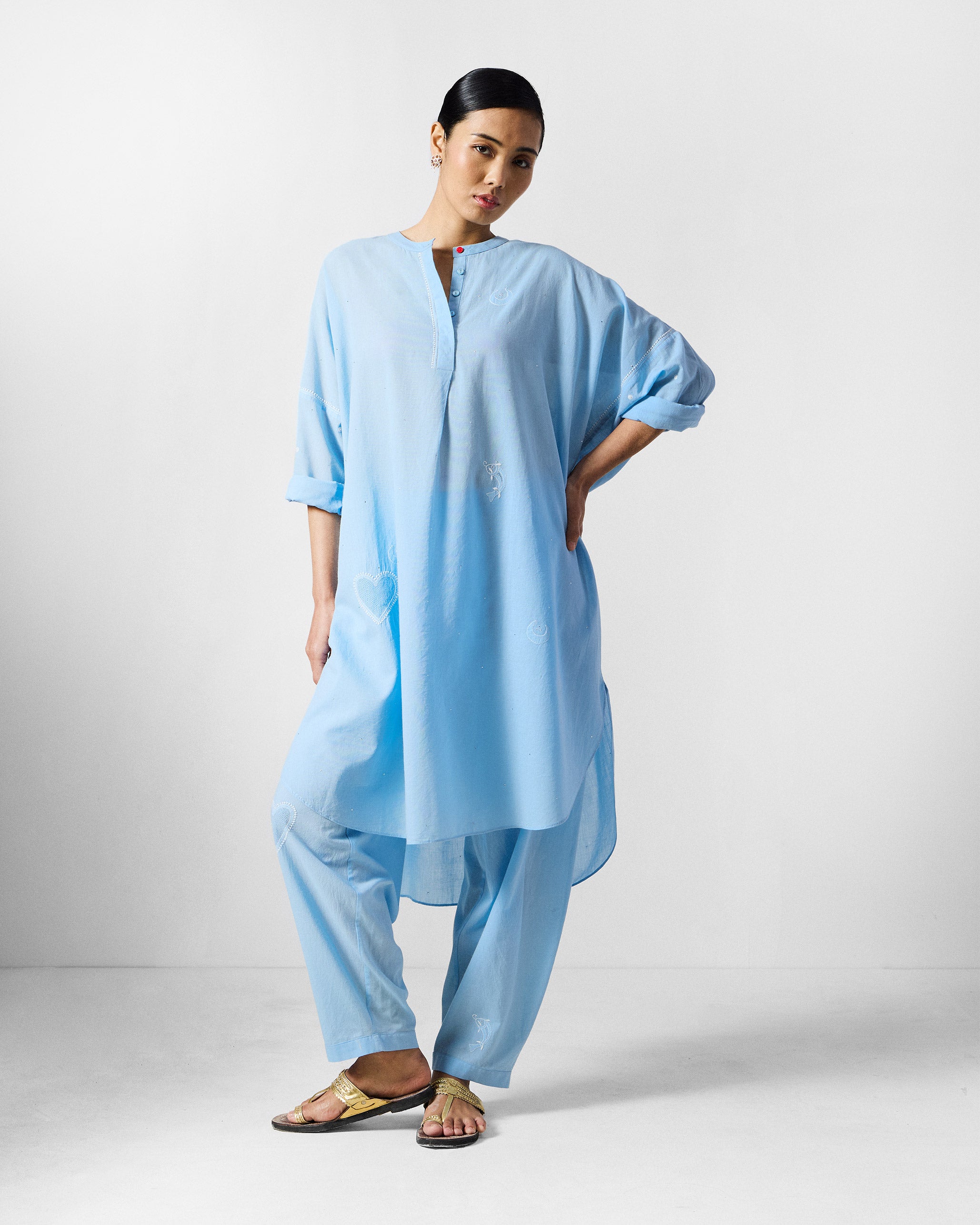 The Lazy Sunday Tunic Set - Ice Blue