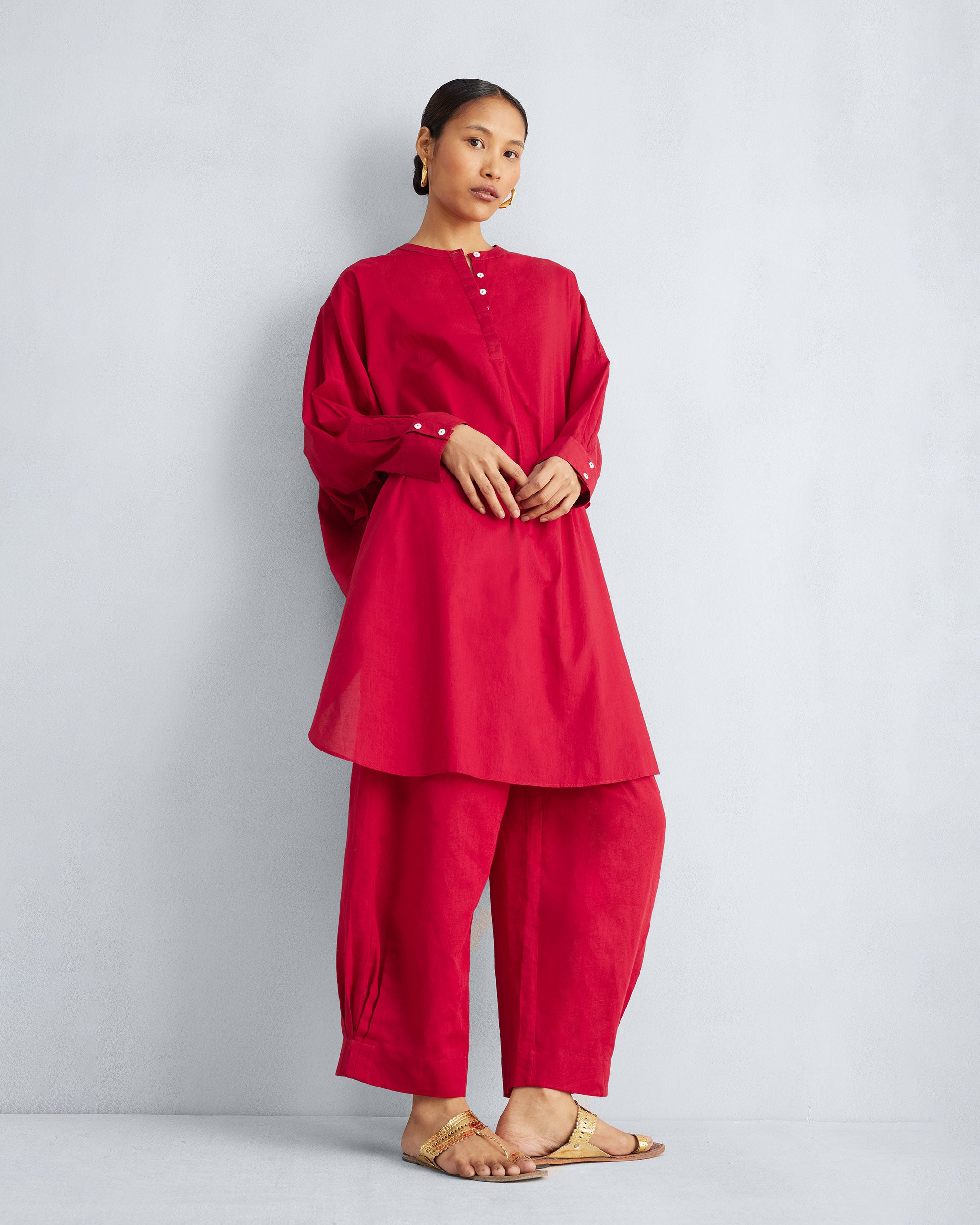 The Lazy sunday Tunic Set - Red