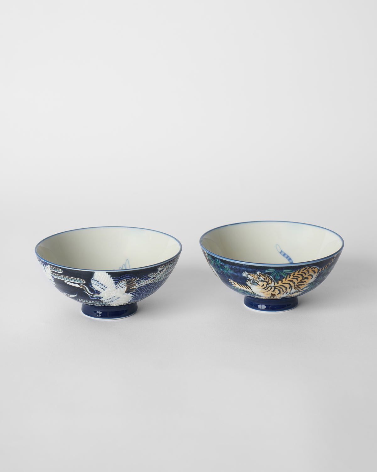 Crane & Tiger Bowl Set of 2 - Blue