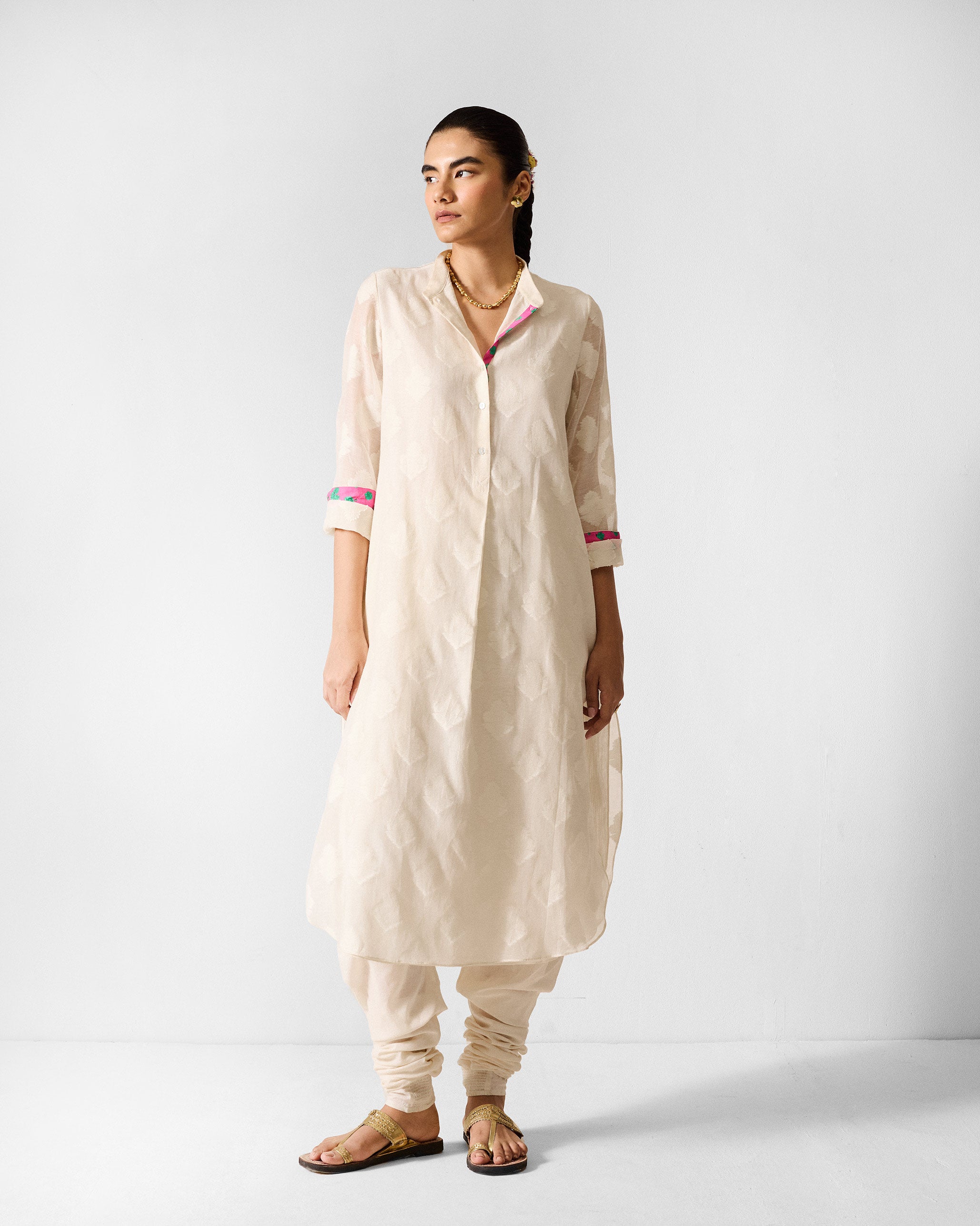 The Basic Long Length Kurta Set - Ivory