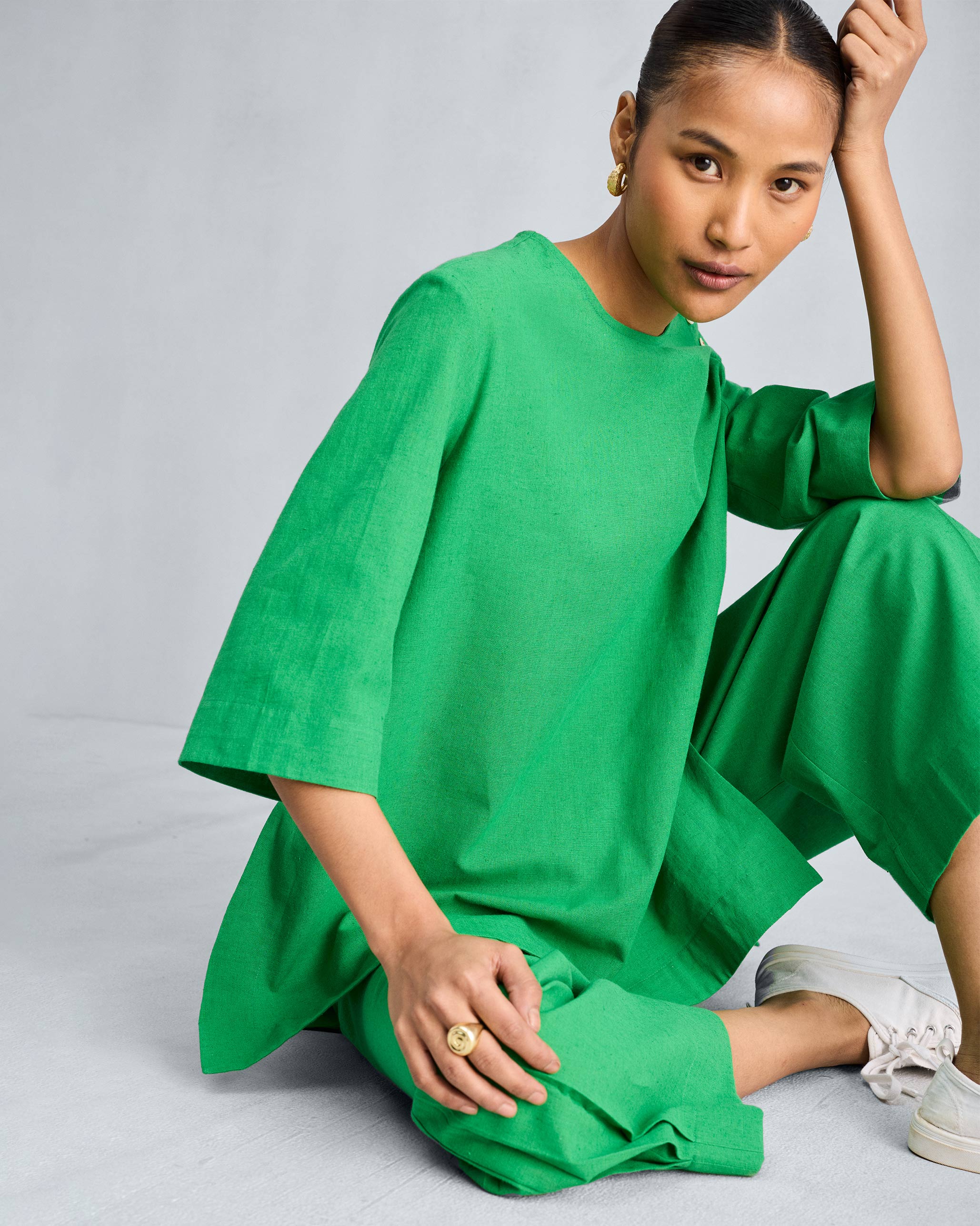 The High Slit Top Set - Green