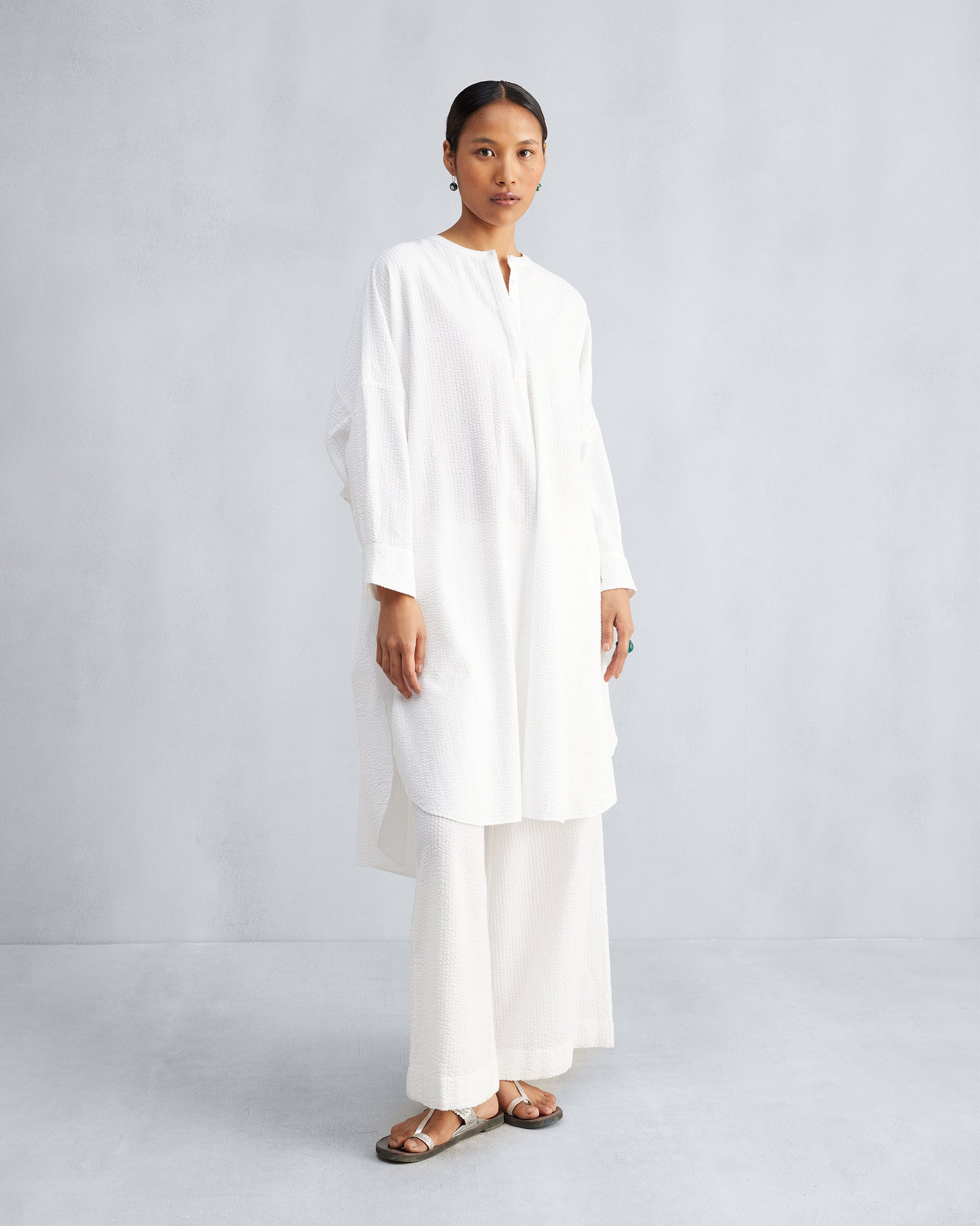 The Lazy Sunday Tunic Set - White