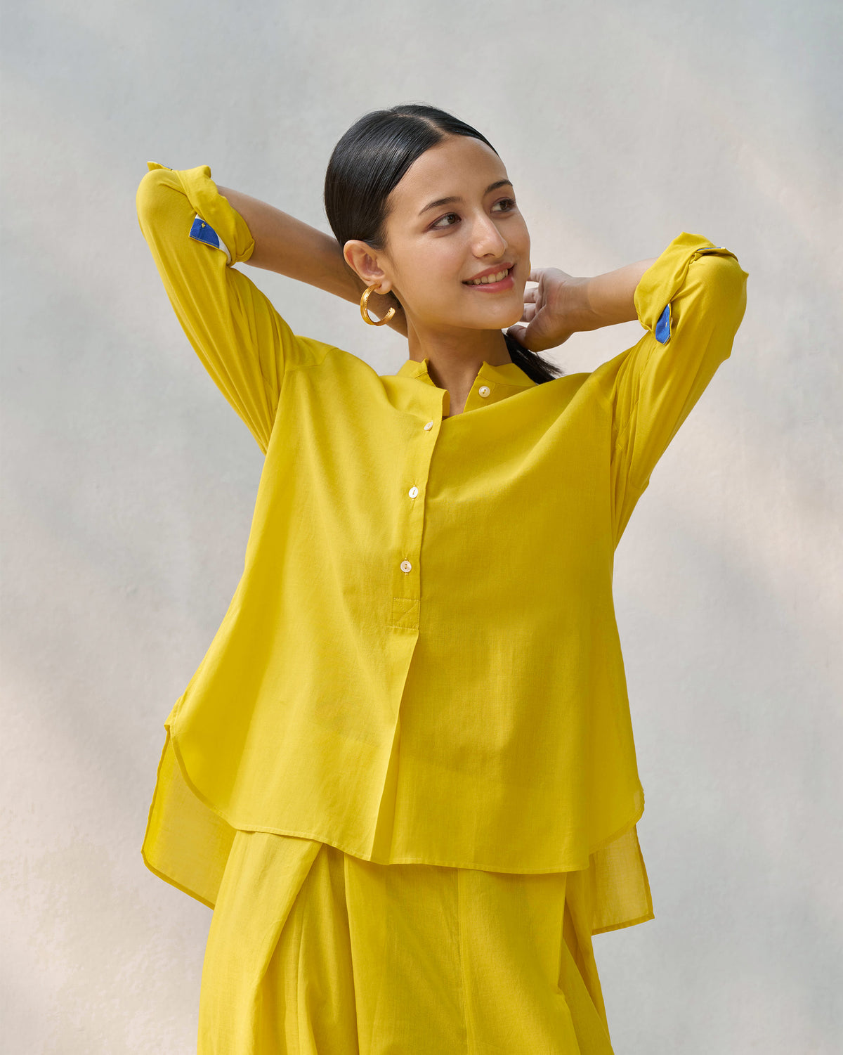 Mandarin Collar Top - Yellow