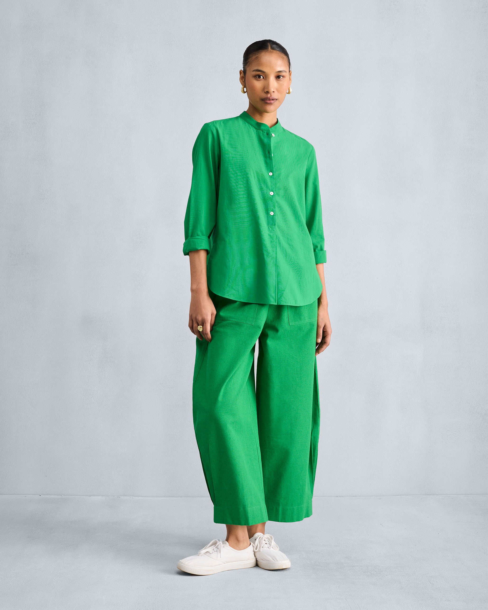 The Mandarin Collar Set - Green