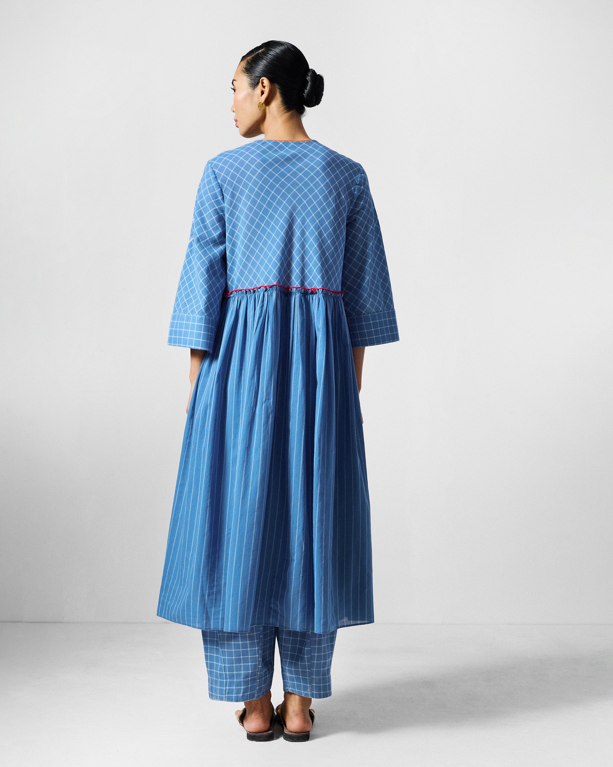 The Giri Kurta Set - Blue & White