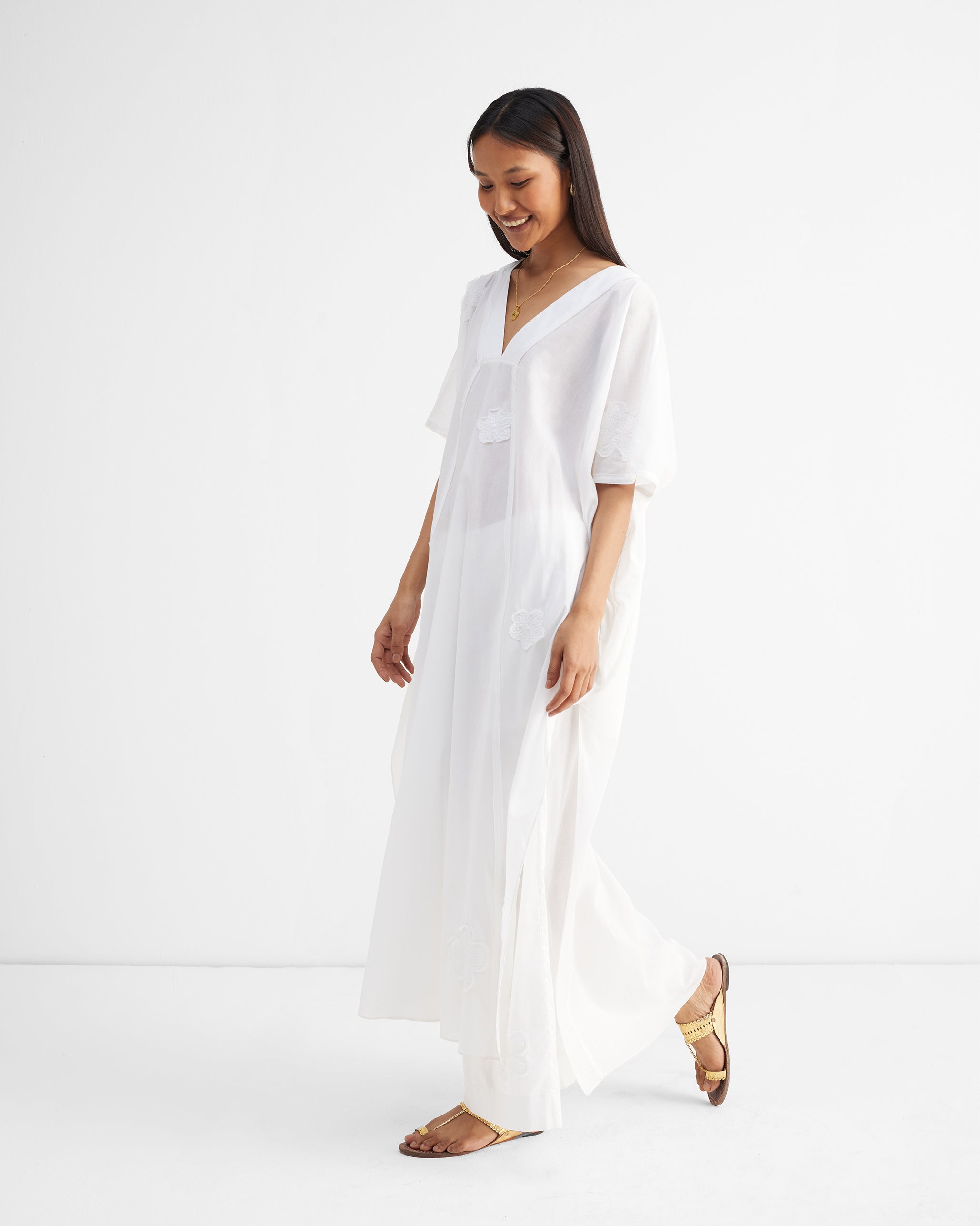 The Bodrum Kaftan Set - White Embroidered