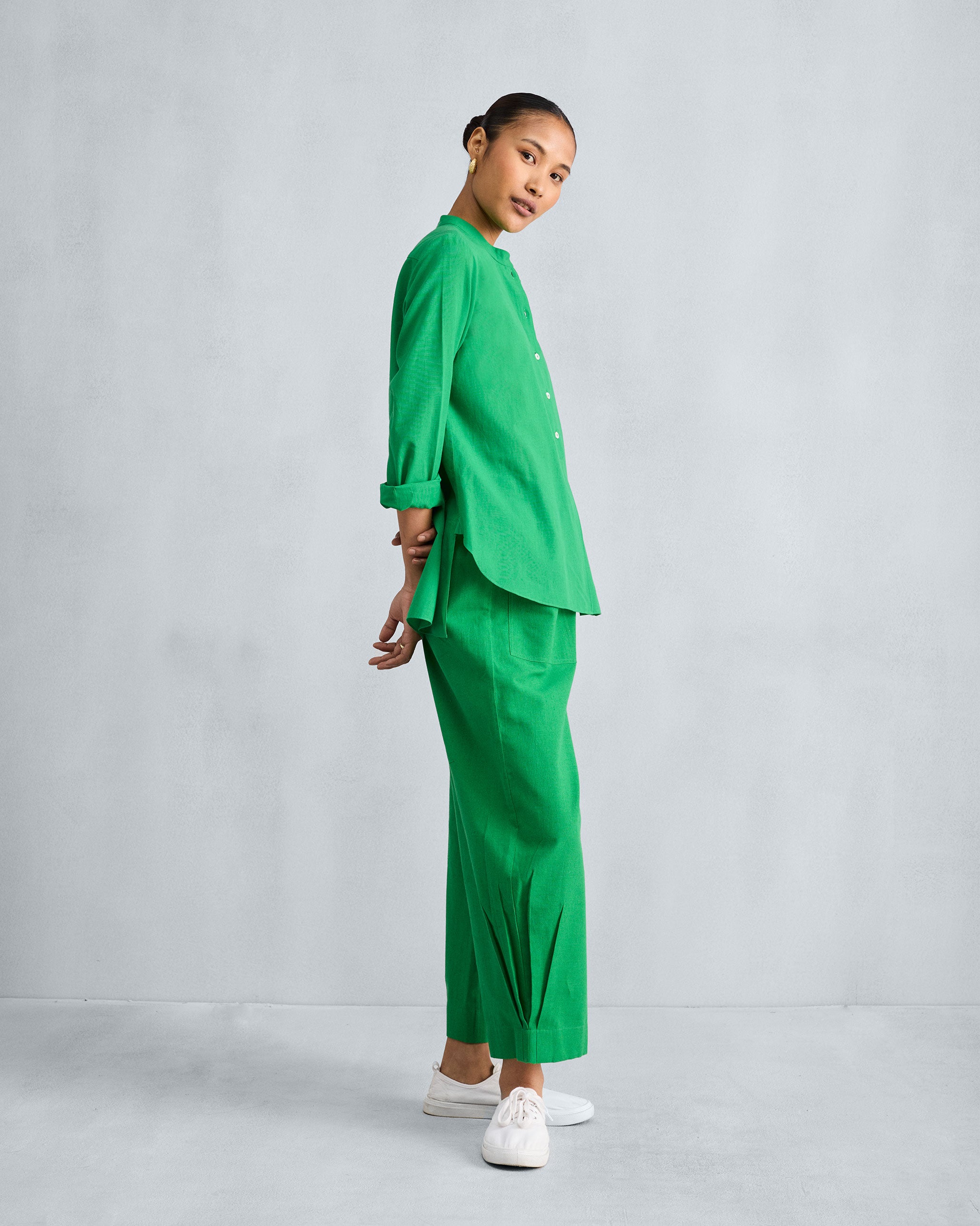 The Mandarin Collar Set - Green