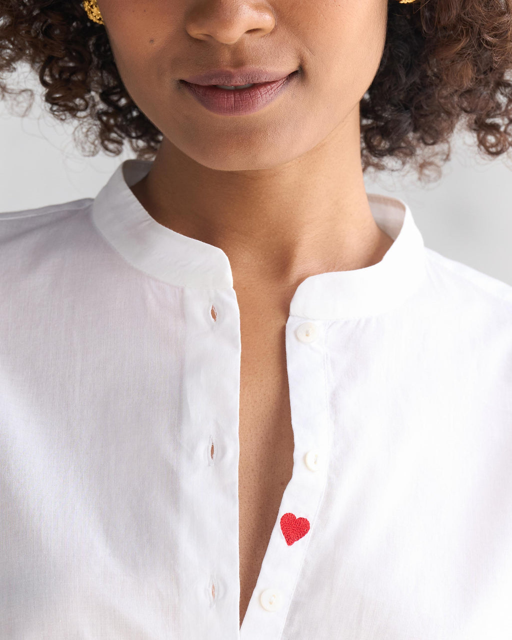 Mandarin Collar Top - White Nicobar Mandarin Collar Top - White Nicobar