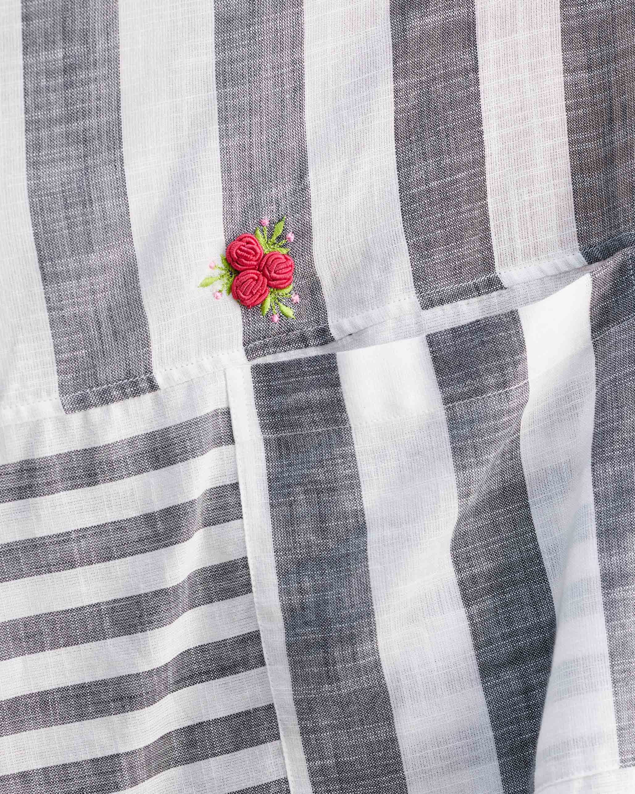 The Victory Top Set - Charcoal & White Stripes