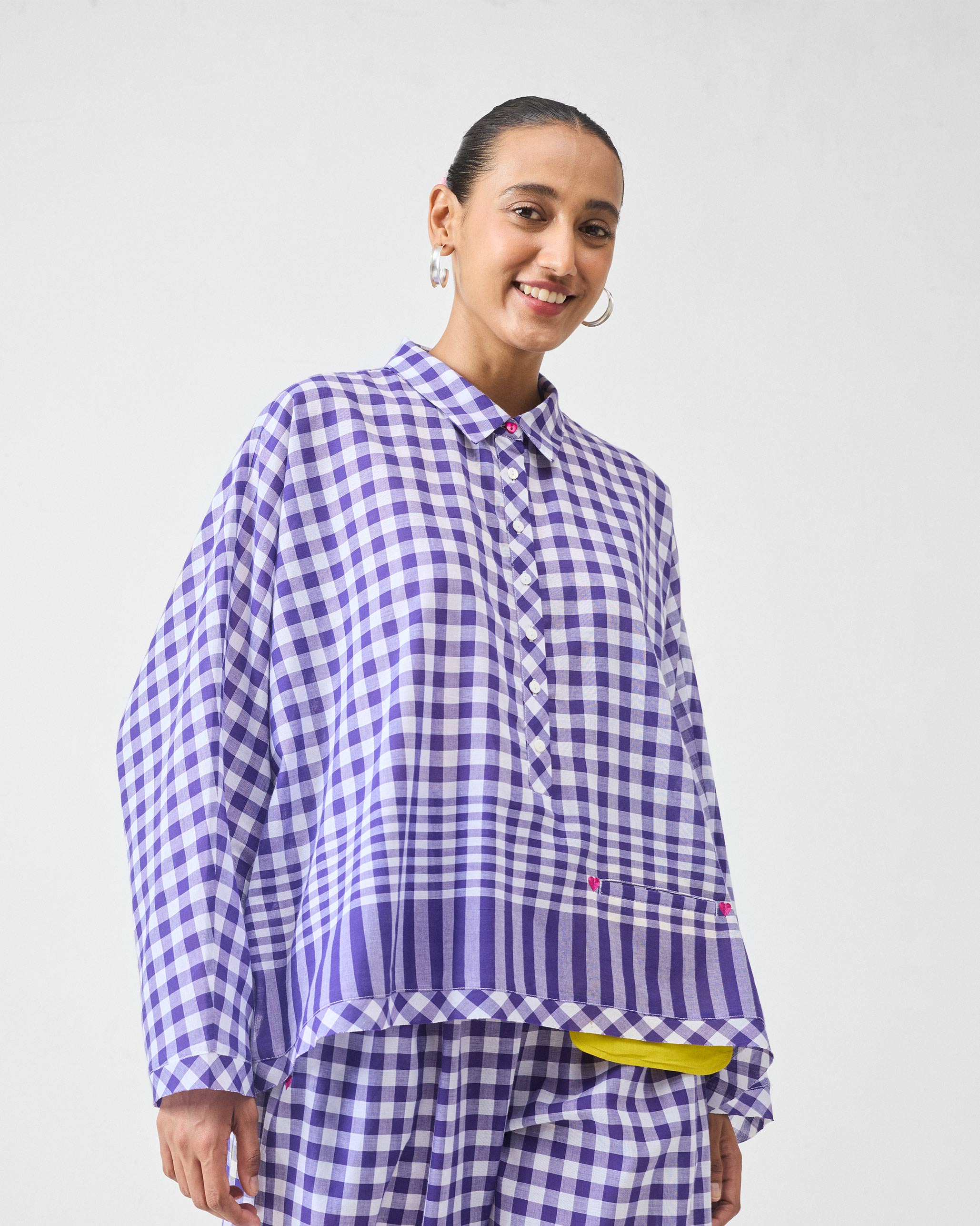Anna Top Set - Purple & White Checks