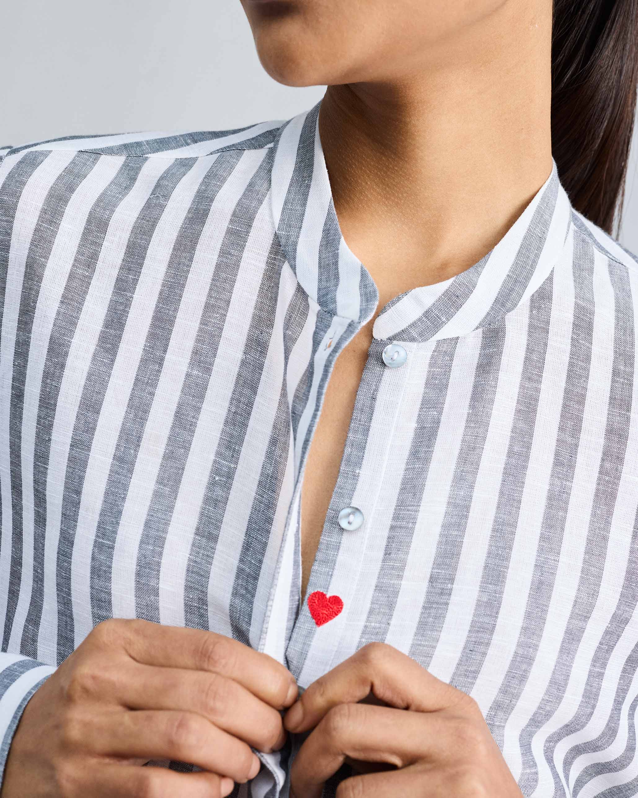 The Mandarin Collar Set - Charcoal