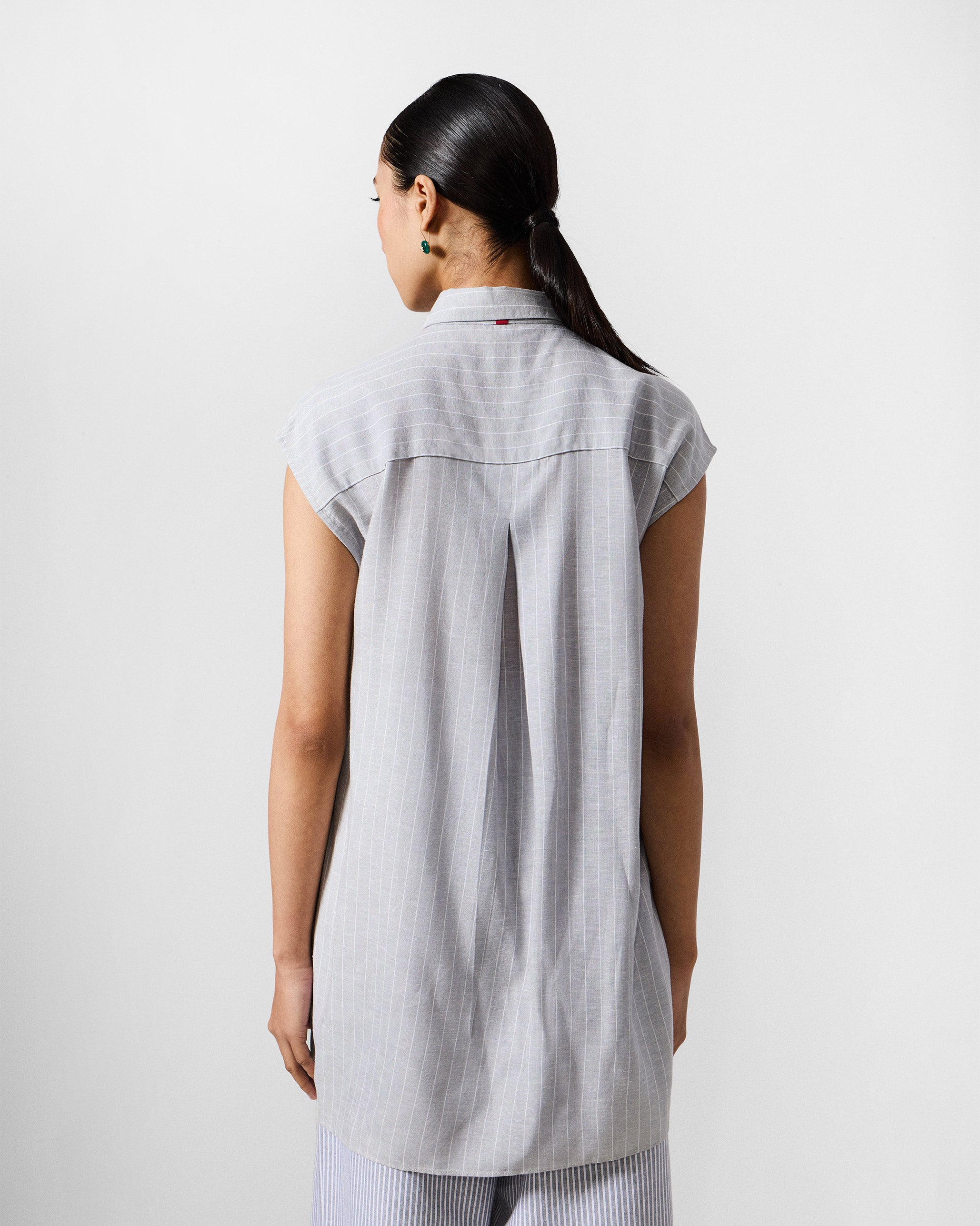 The Rin Top Set - Grey & White Stripes