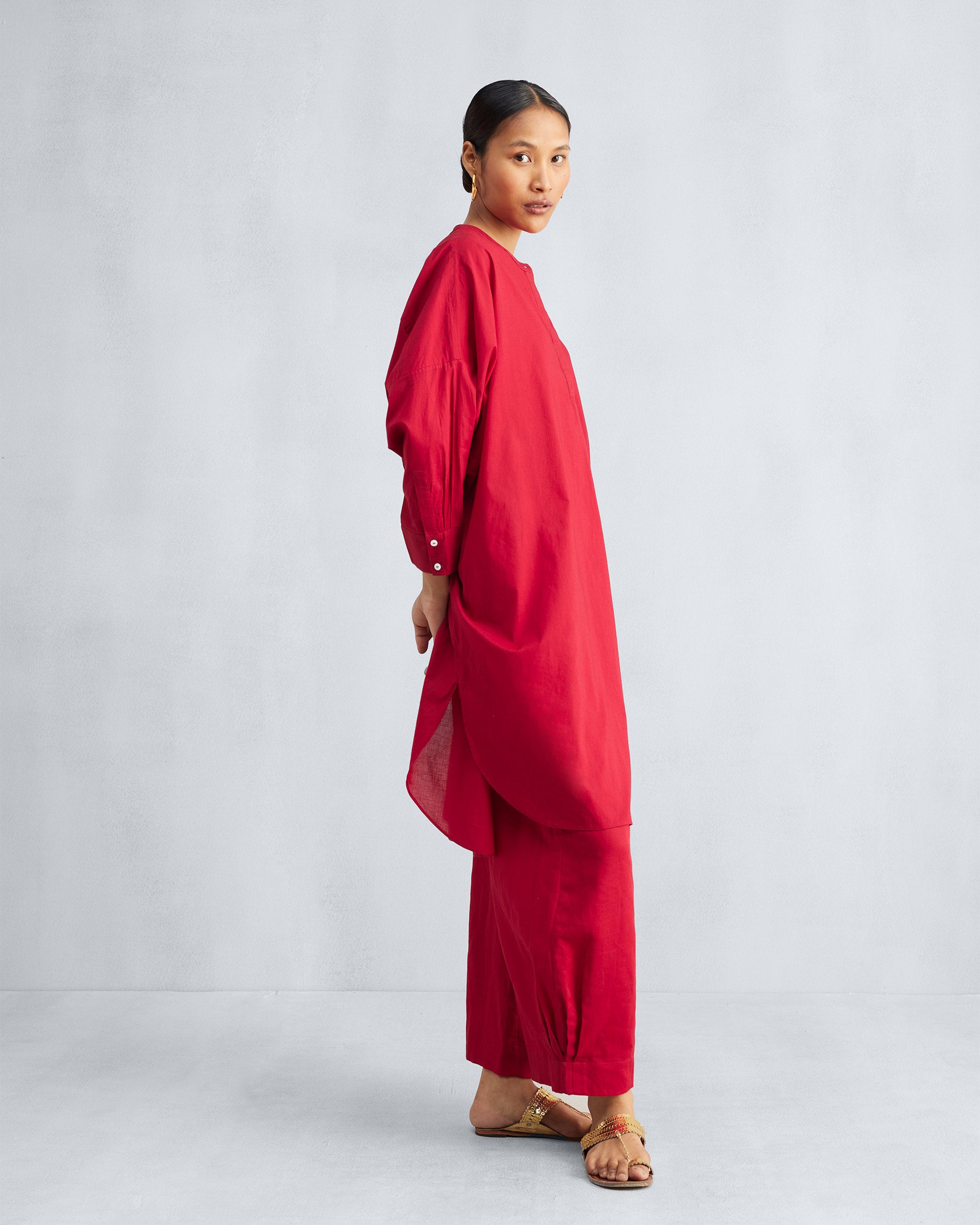The Lazy sunday Tunic Set - Red