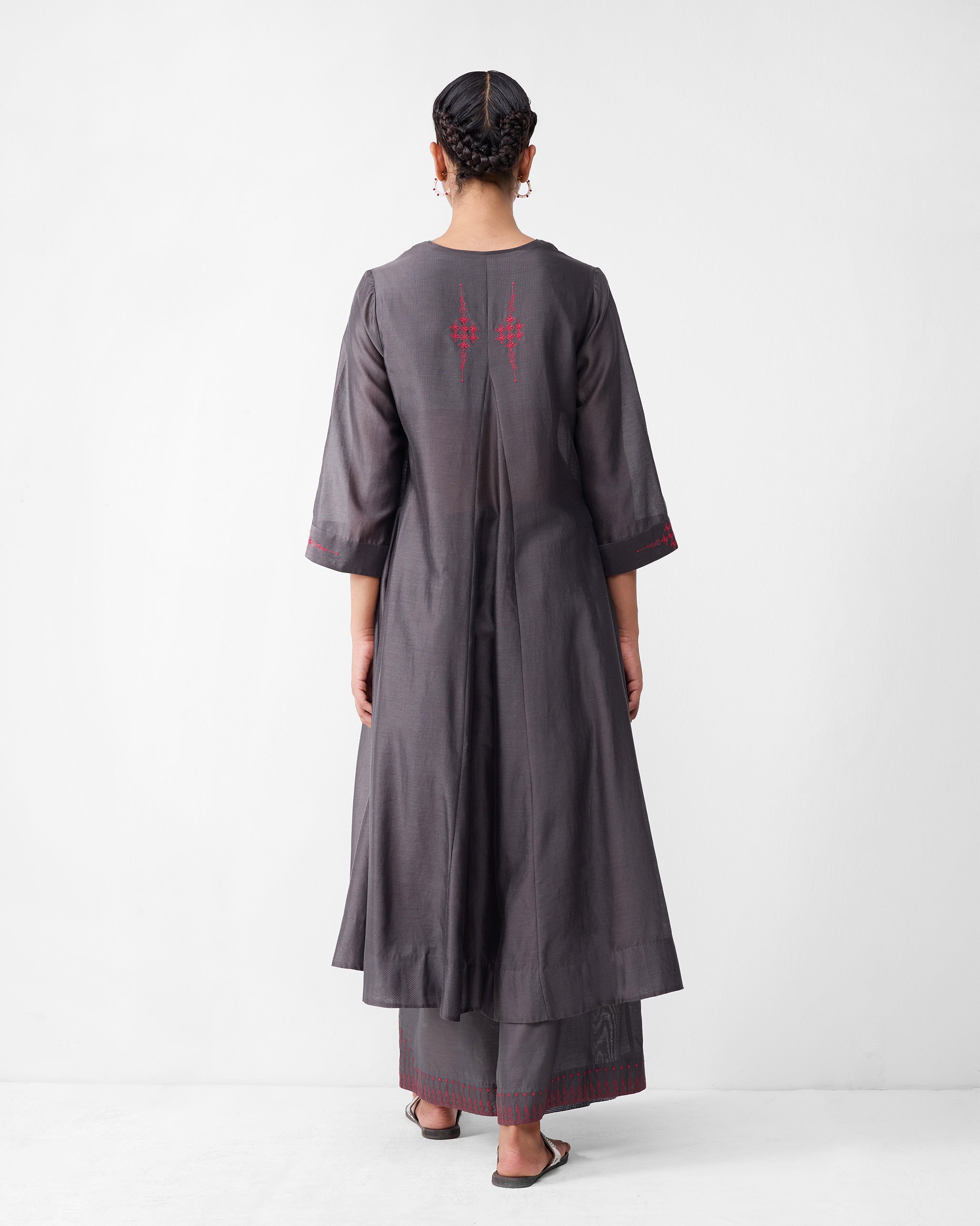 The Lama Set - Charcoal & Watermelon Embroidered