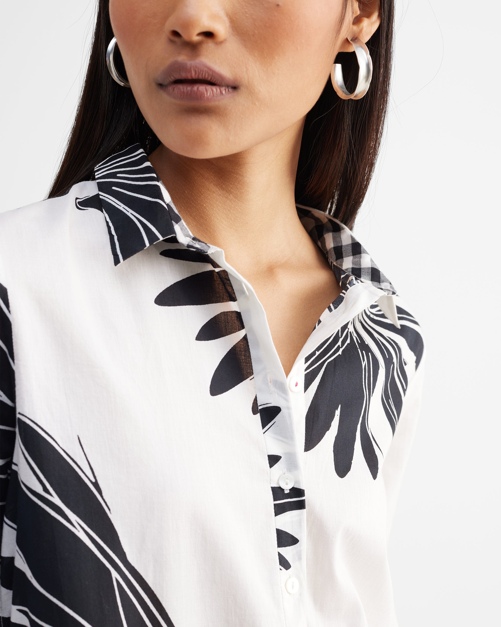 The High Low Shirt Set - Black & White Printed