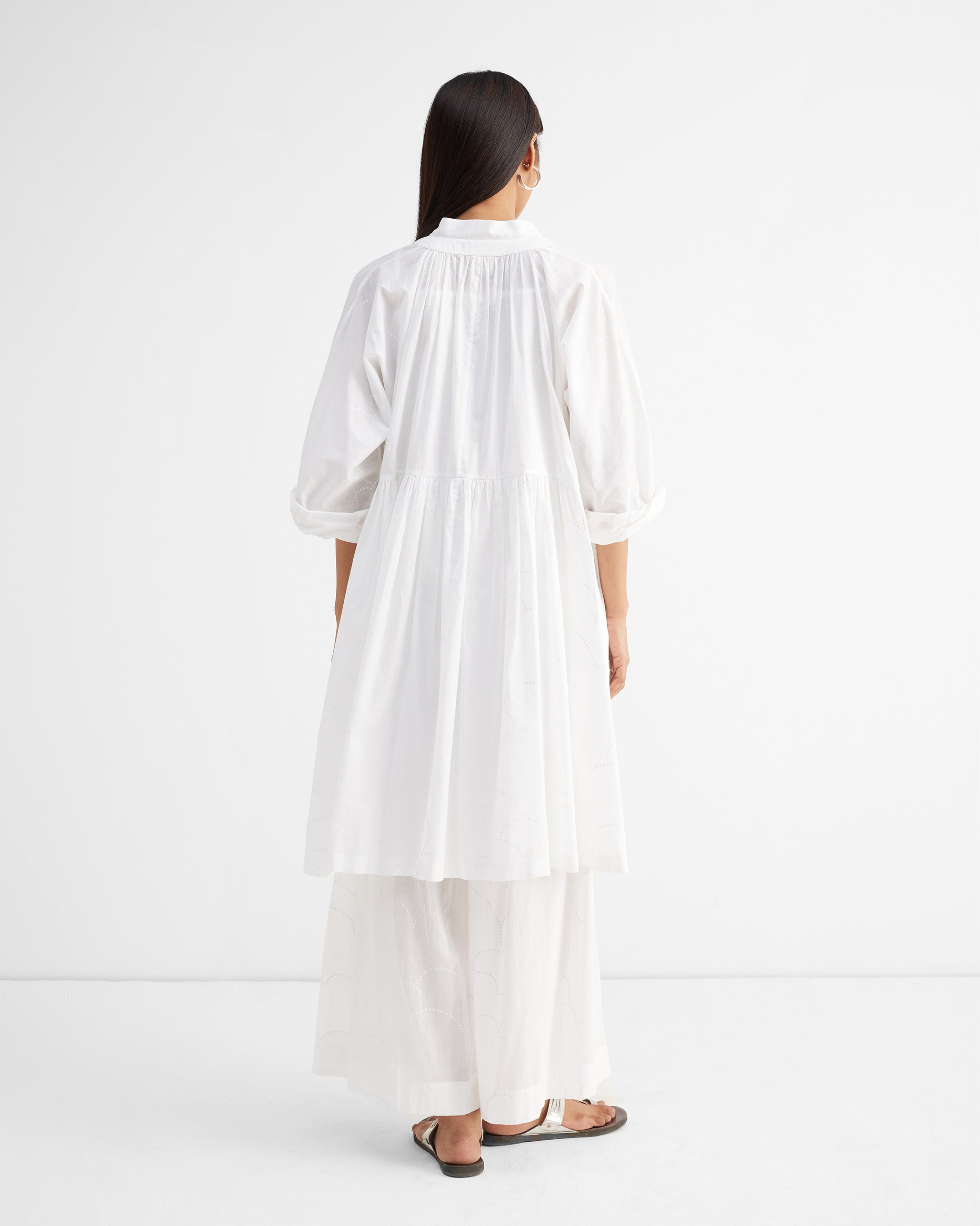 The Miya Button Front Dress Set - White Printed