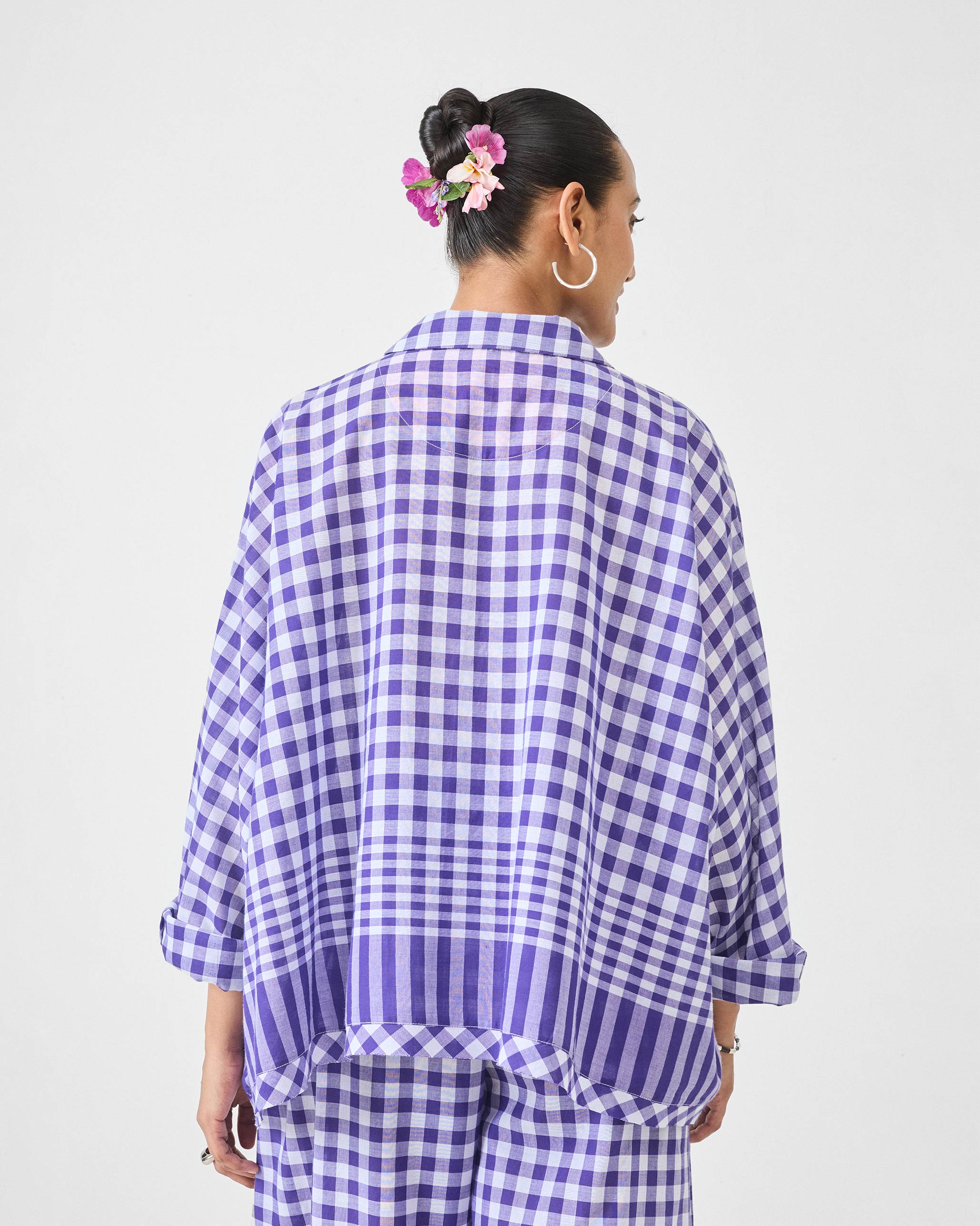 Anna Top Set - Purple & White Checks