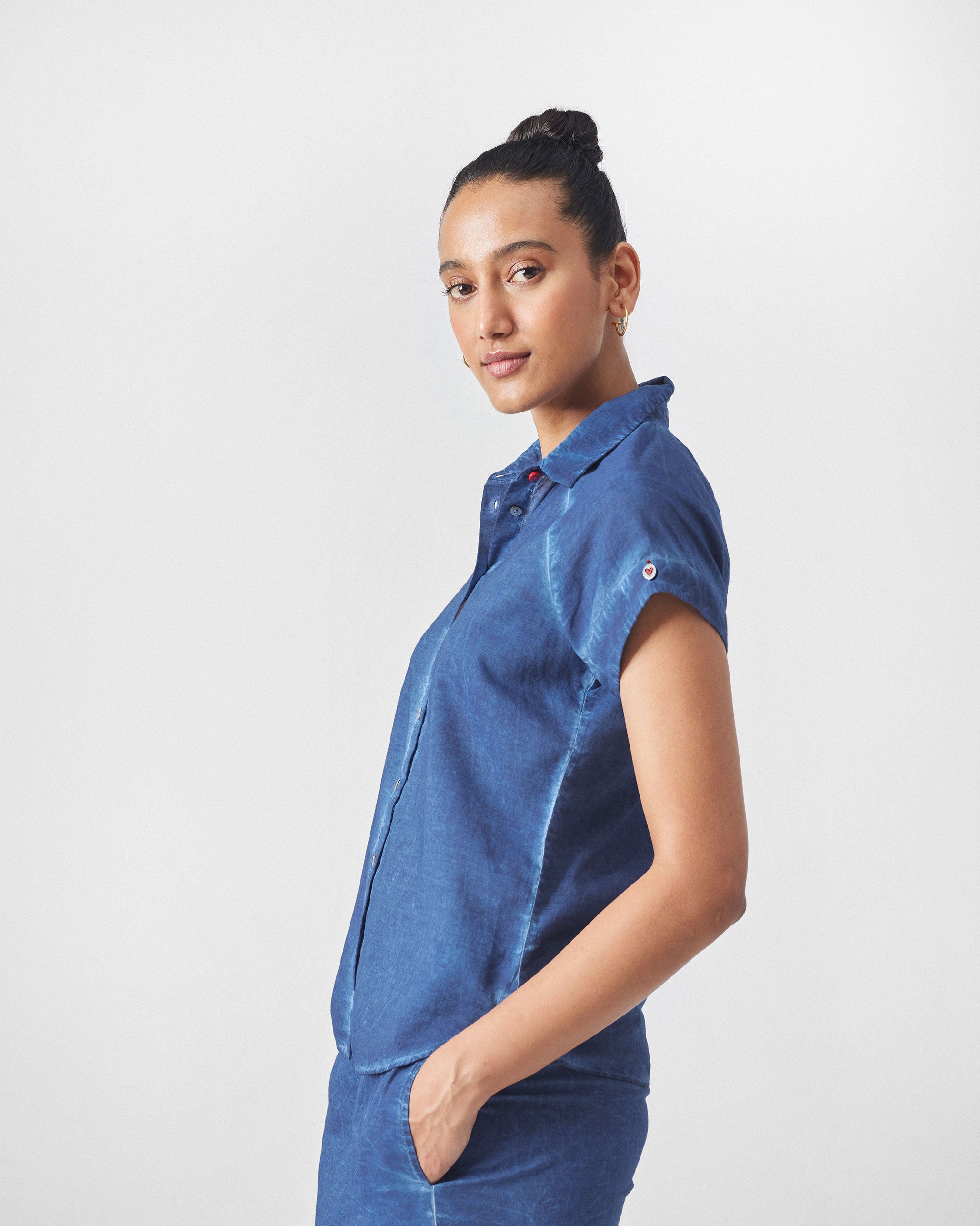 The Raglan Sleeves Shirt Set - Blue