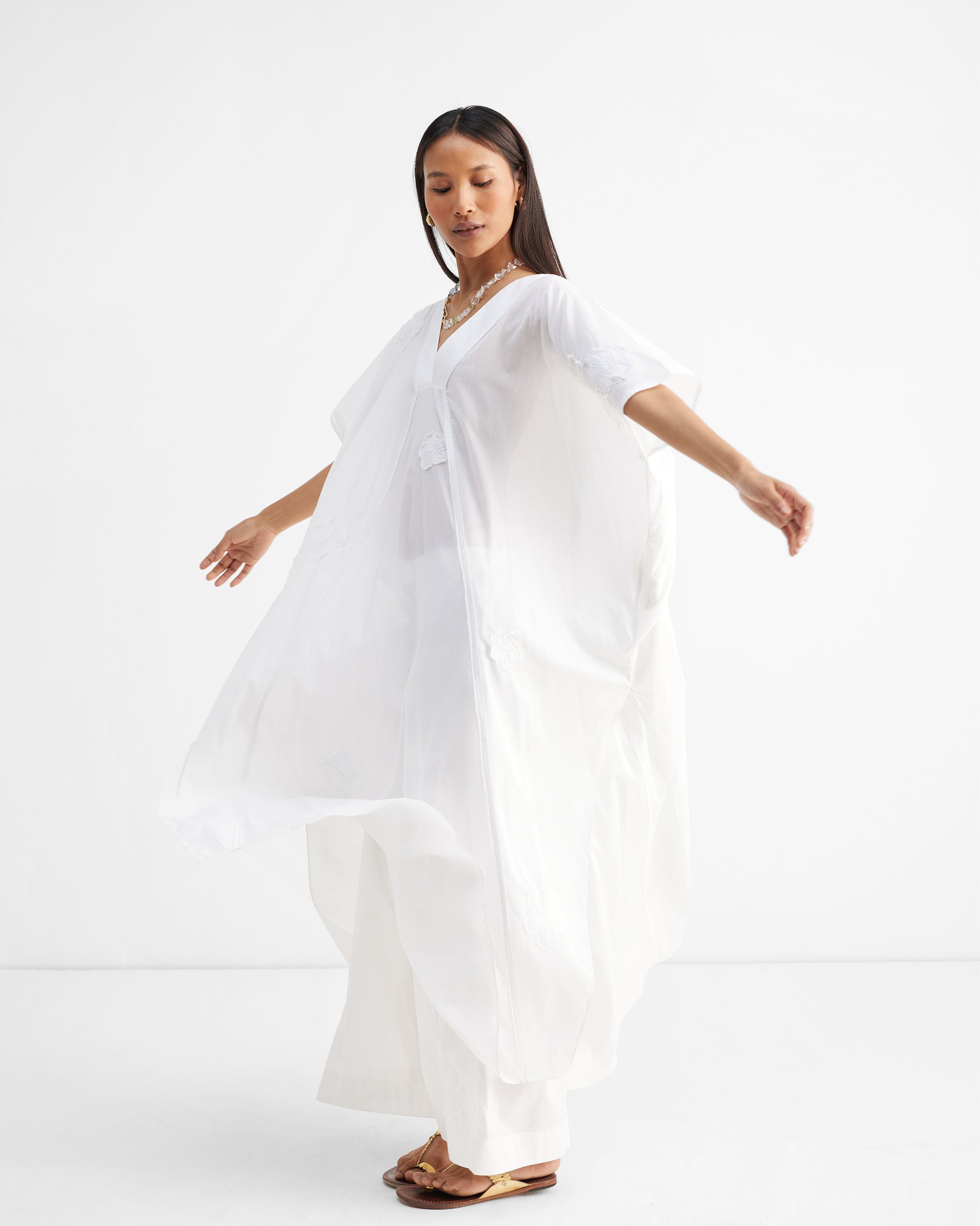 The Bodrum Kaftan Set - White Embroidered