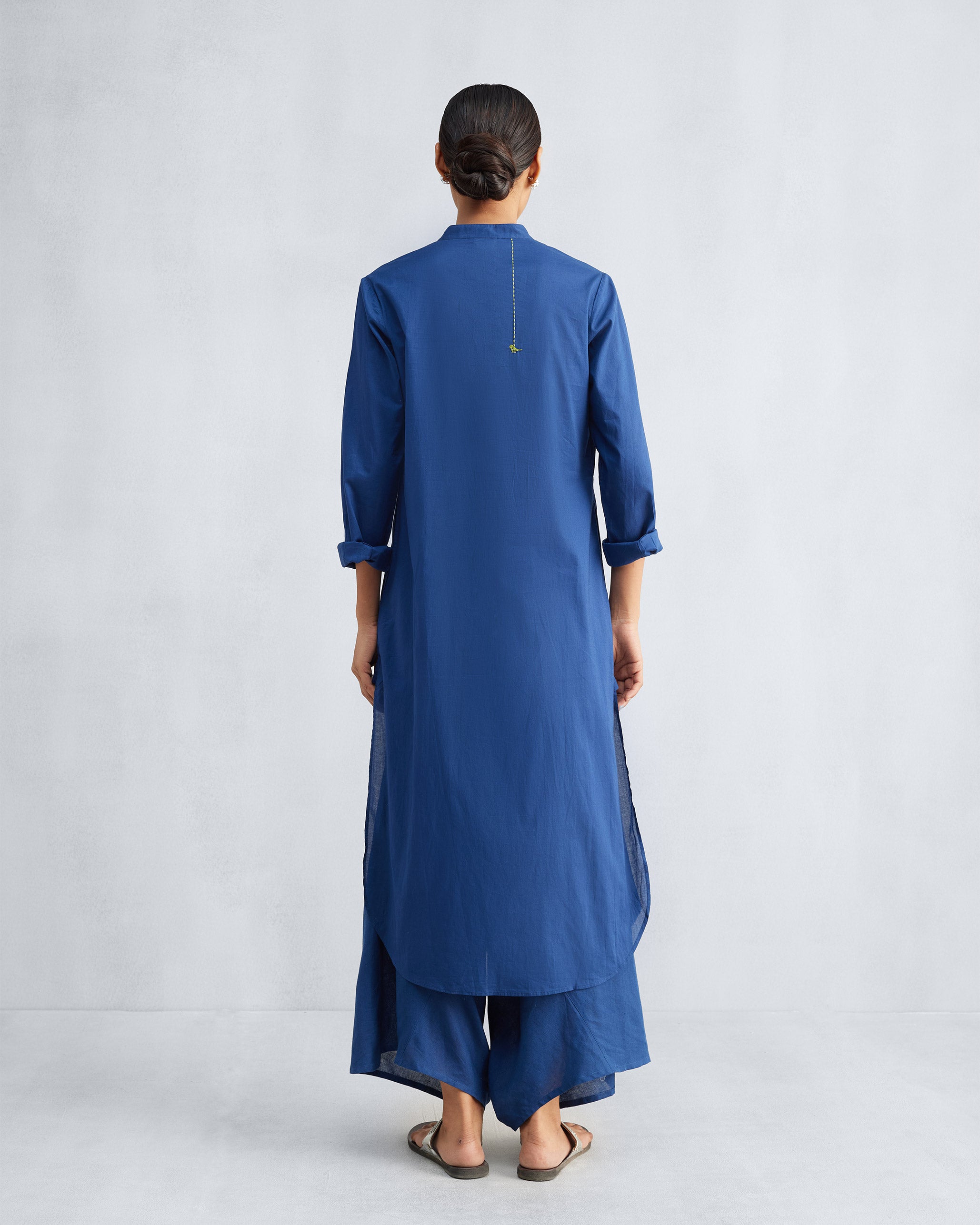 The Basic Long Length Kurta Set - Navy