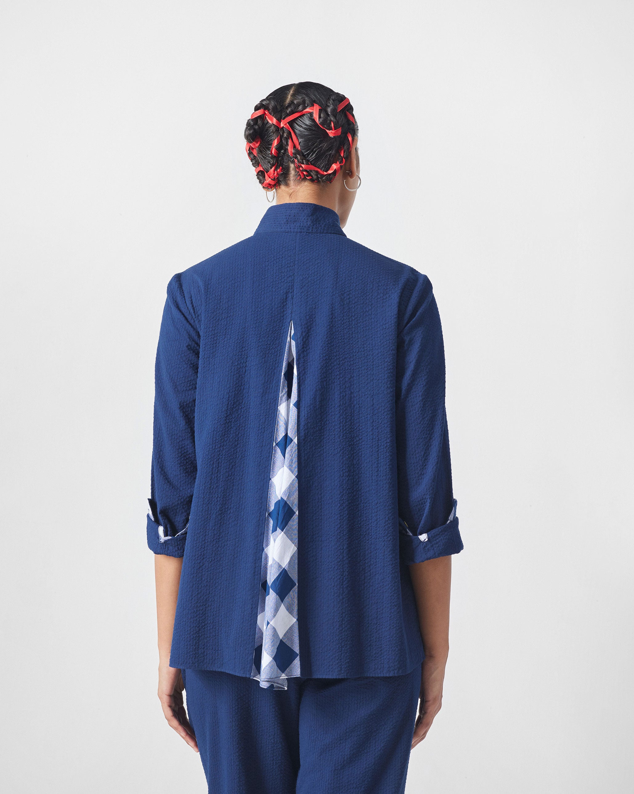 The Mizu Gusset Top Set - Navy Seersucker