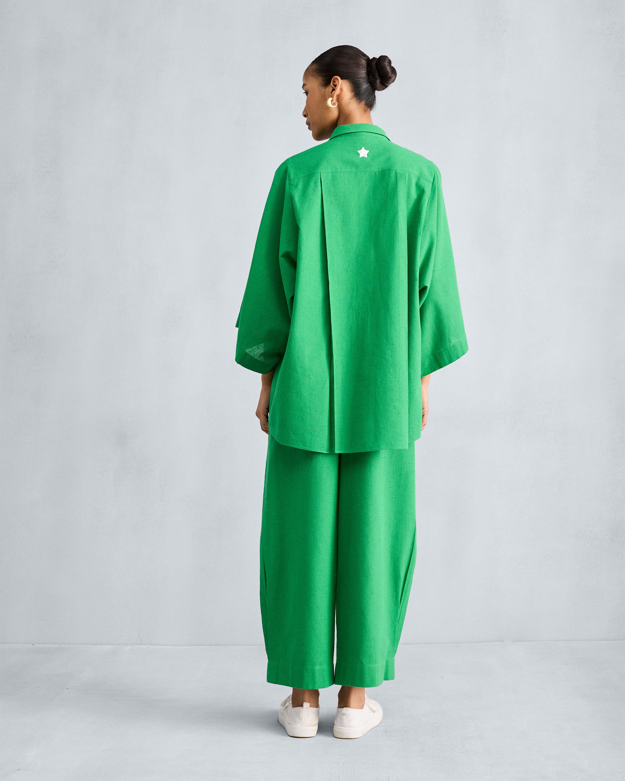 Drop Armhole Shirt Set - Green