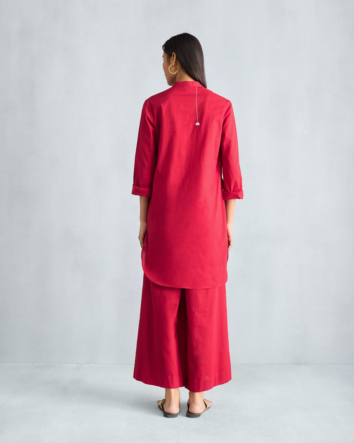 The Basic Mid Length Kurta Set - Red