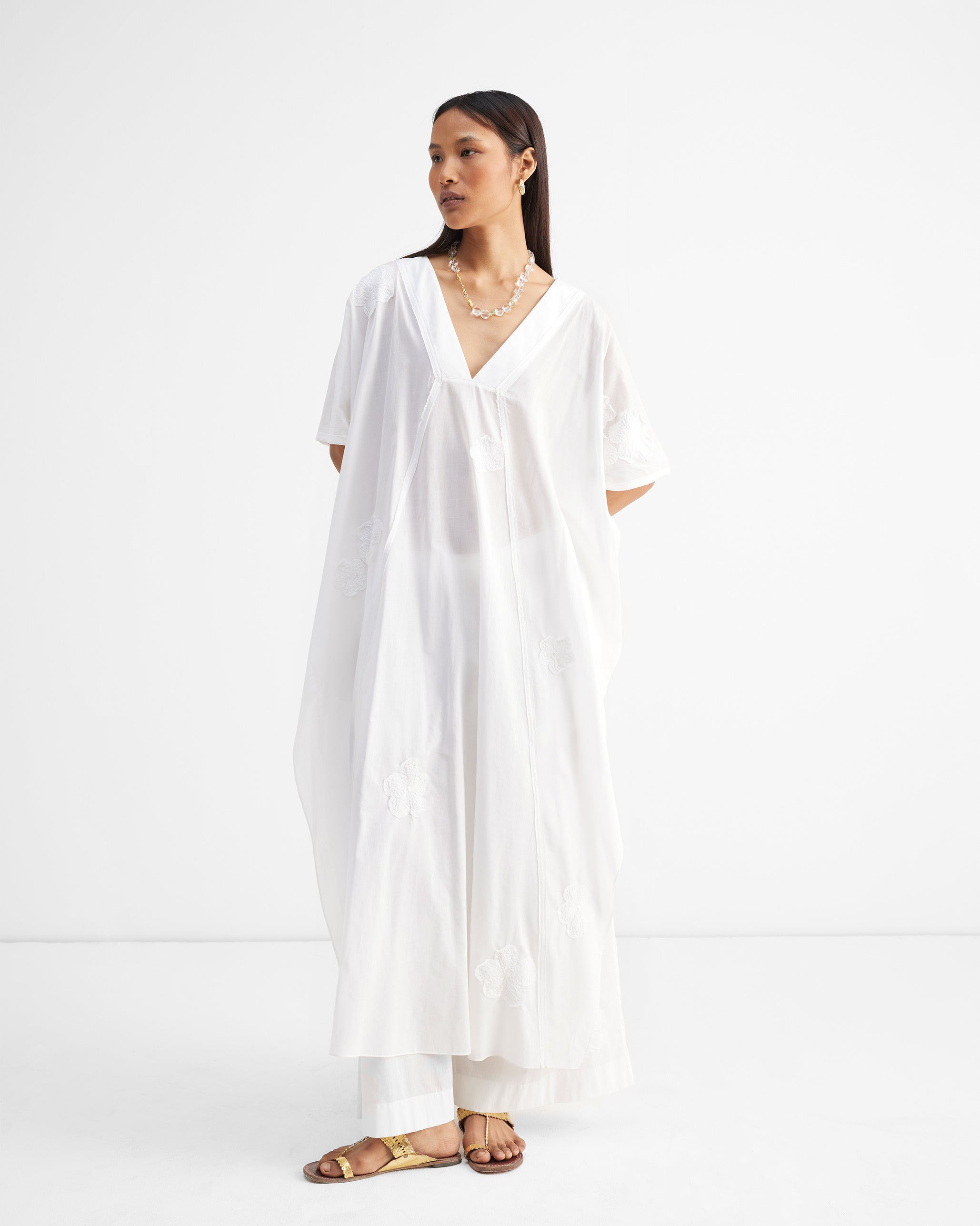 The Bodrum Kaftan Set - White Embroidered