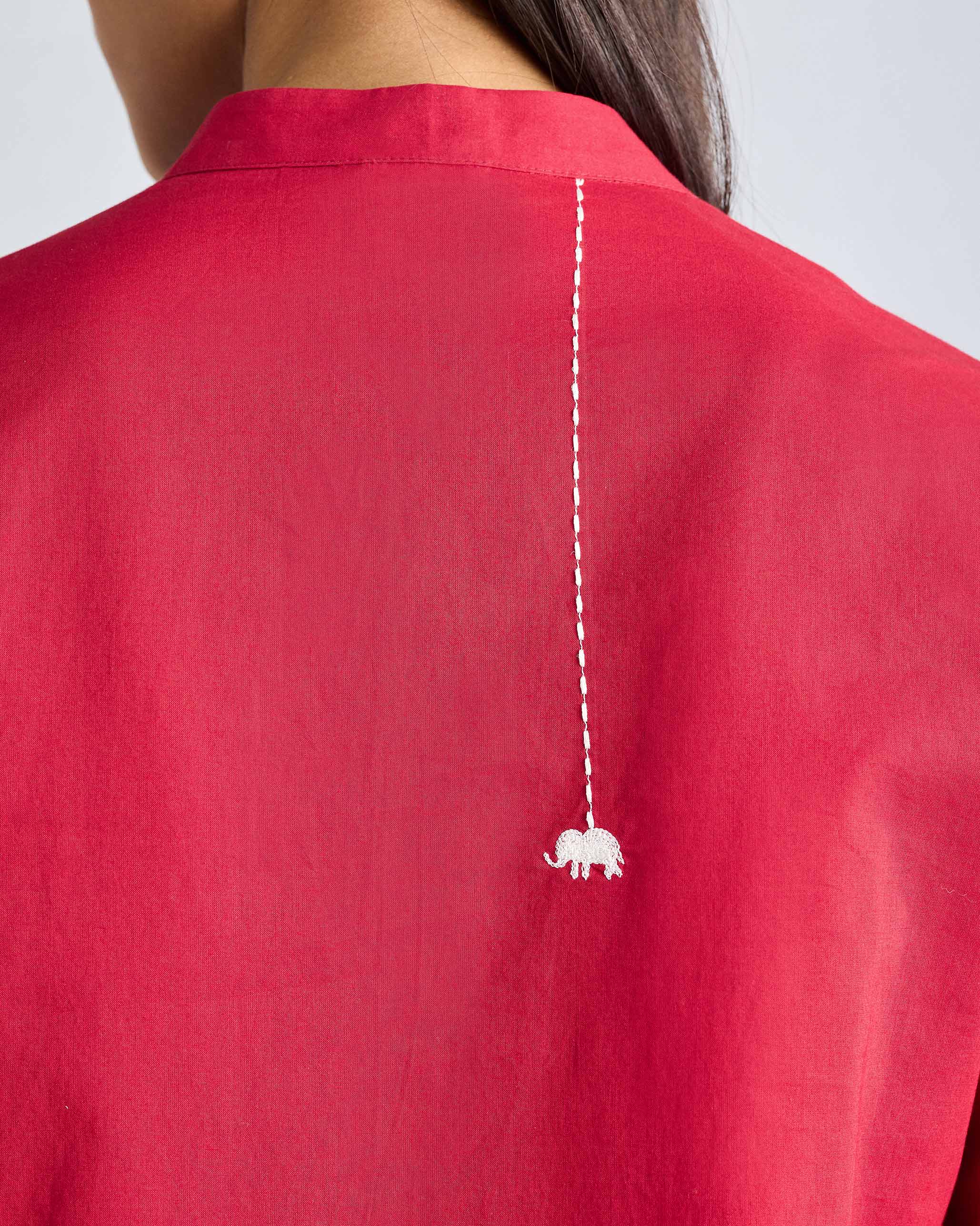 The Basic Mid Length Kurta Set - Red