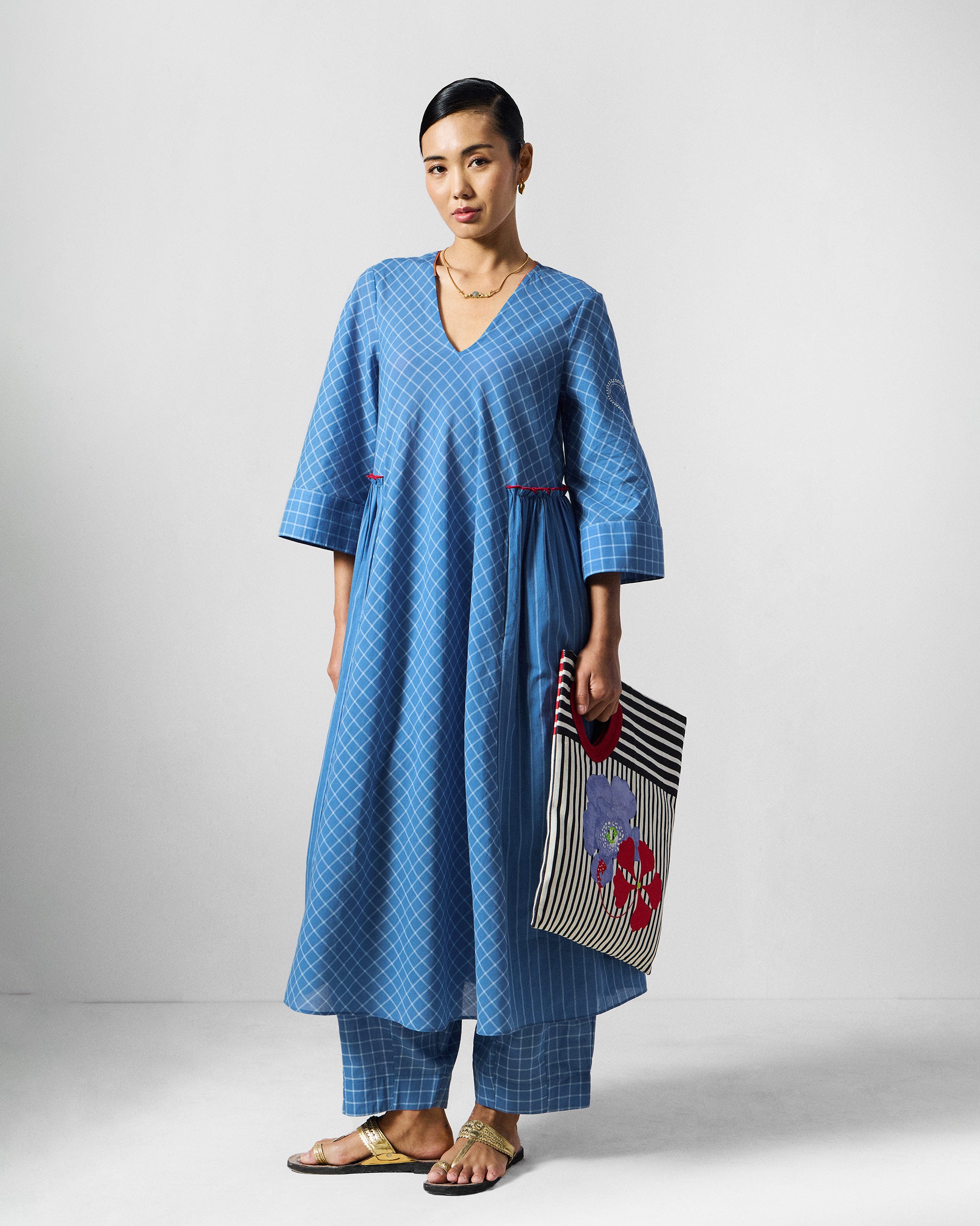 The Giri Kurta Set - Blue & White