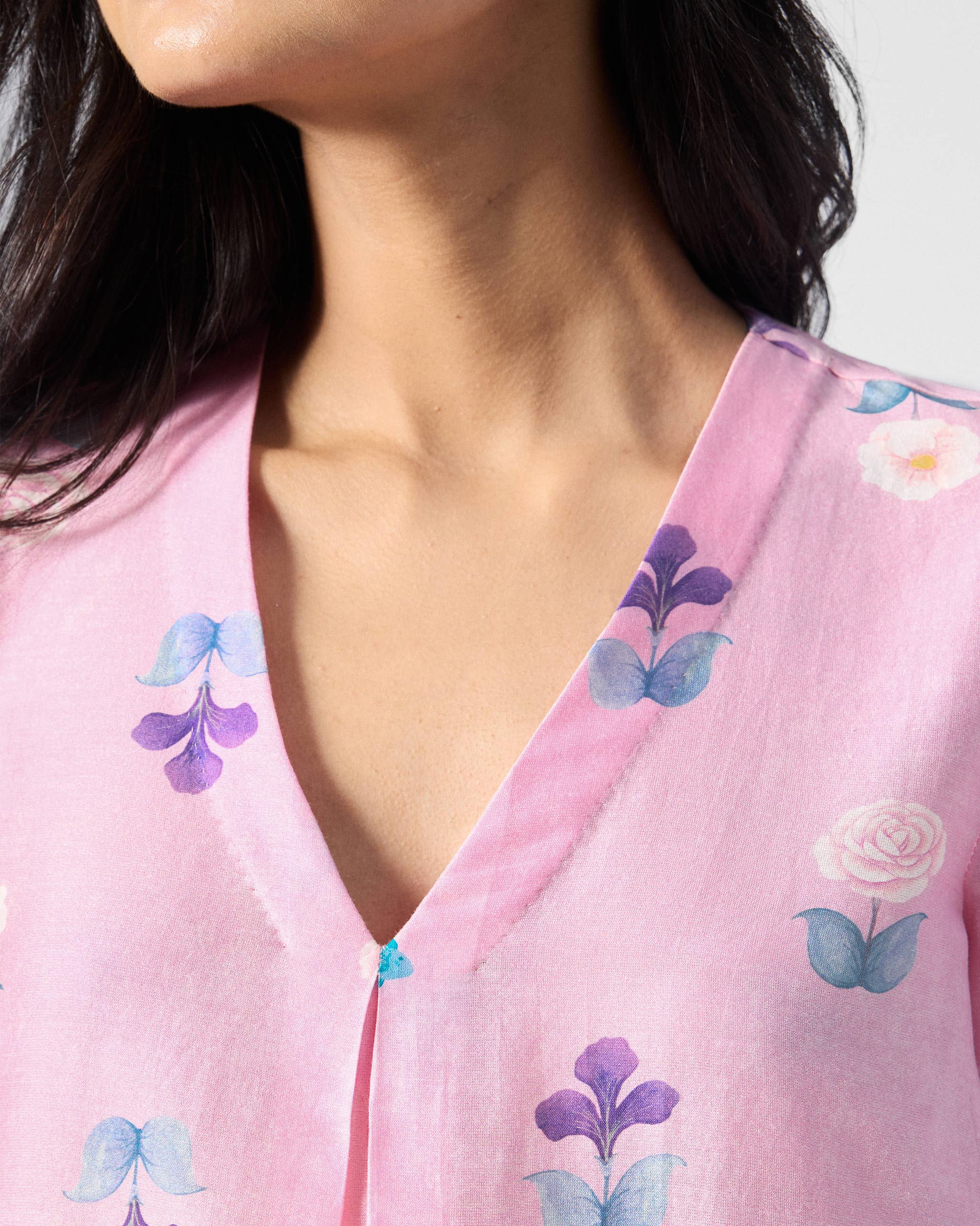 The Hera Kurta Set - Pink & White