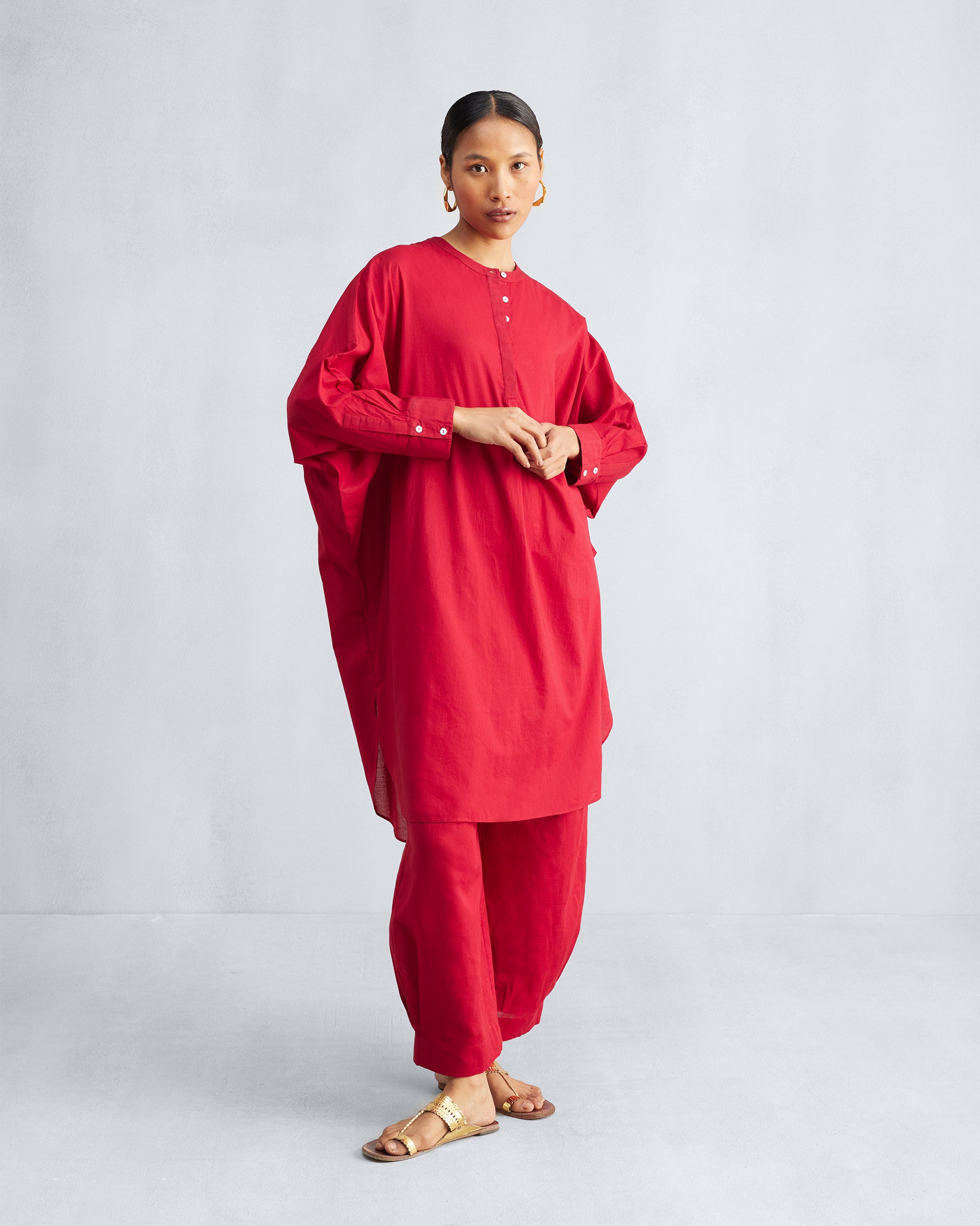 The Lazy sunday Tunic Set - Red