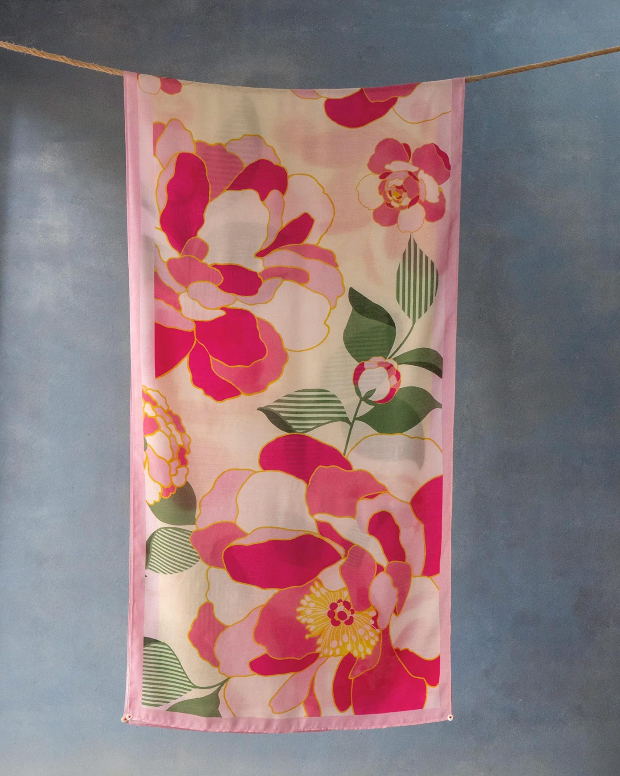 Peony Flair Scarf- Pink & Ivory