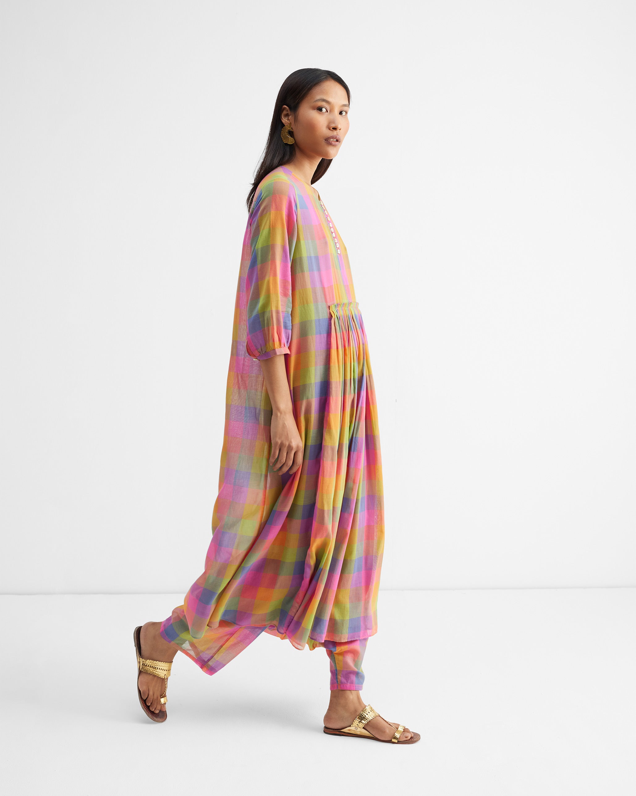 The Pleated Waist Kurta Set - Multi Colour