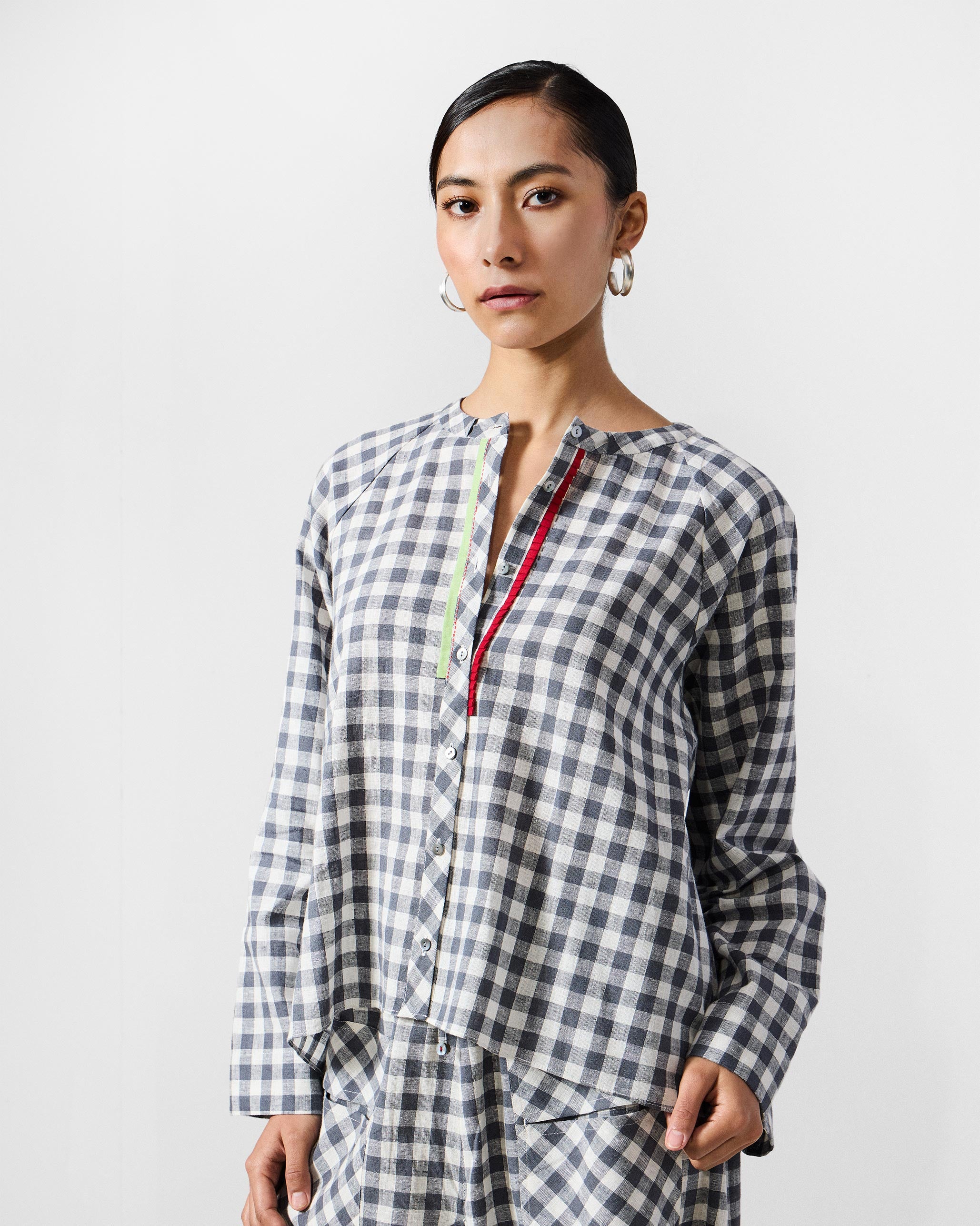 The Zil Top Set - Charcoal & White Checks