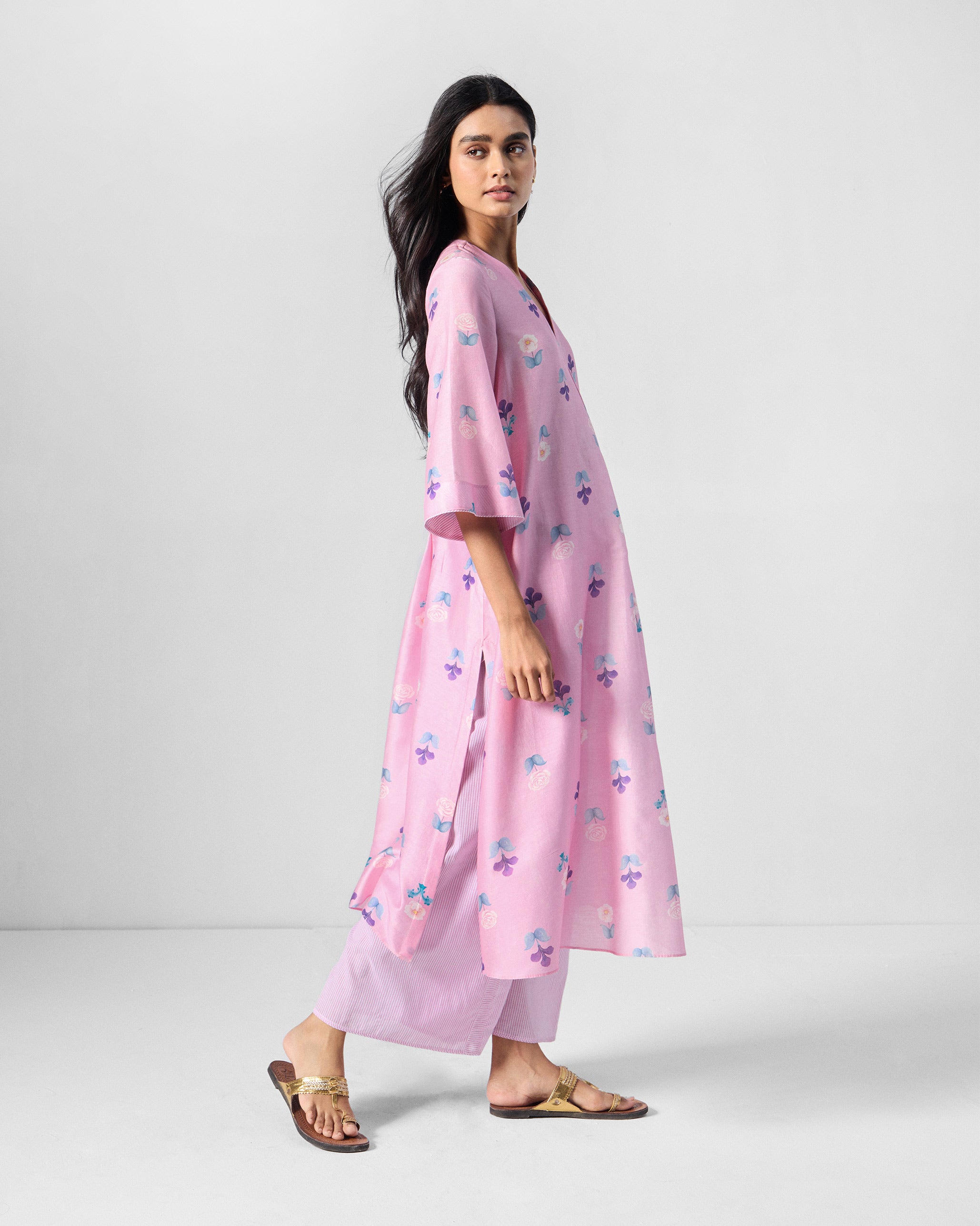 The Hera Kurta Set - Pink & White