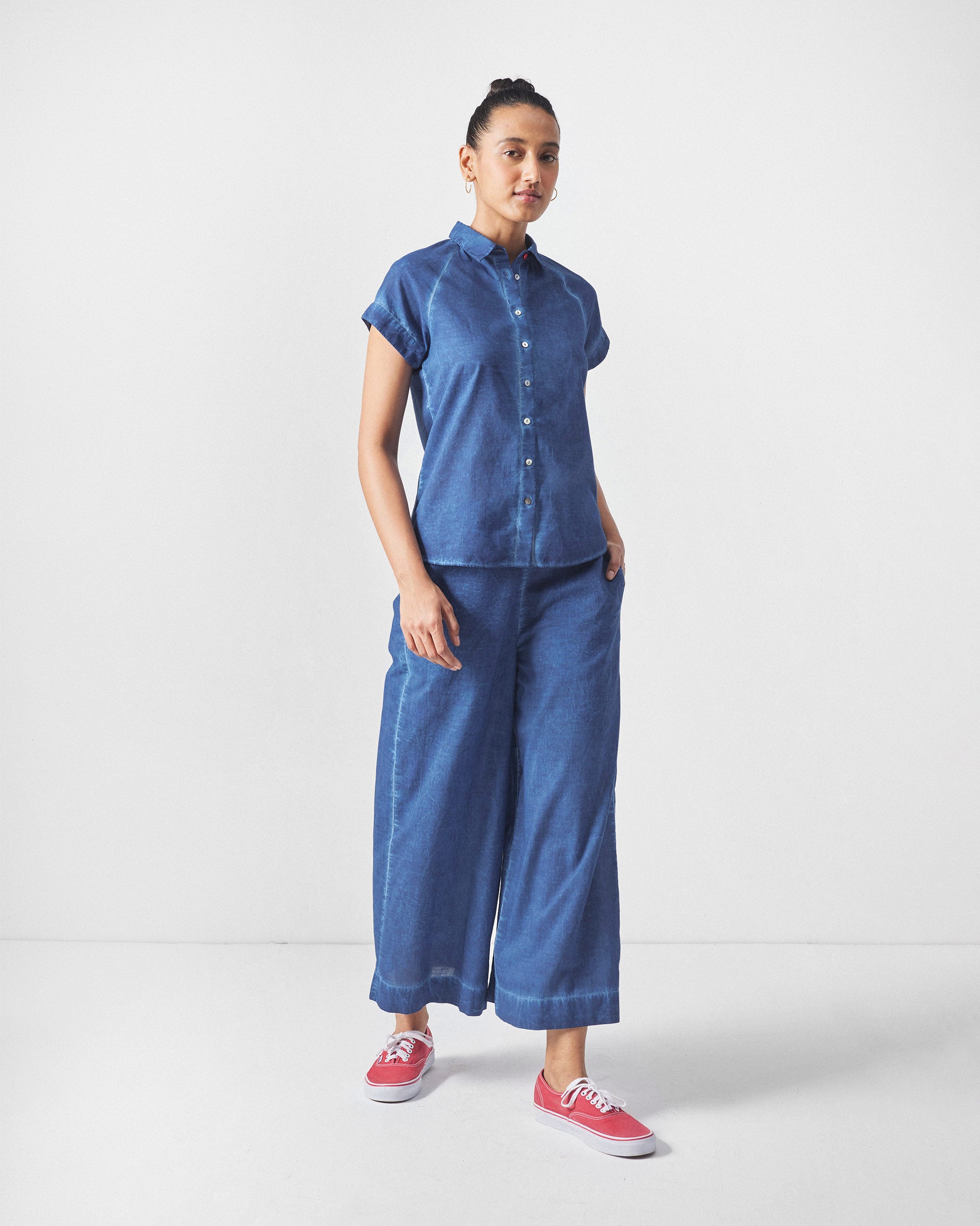 The Raglan Sleeves Shirt Set - Blue