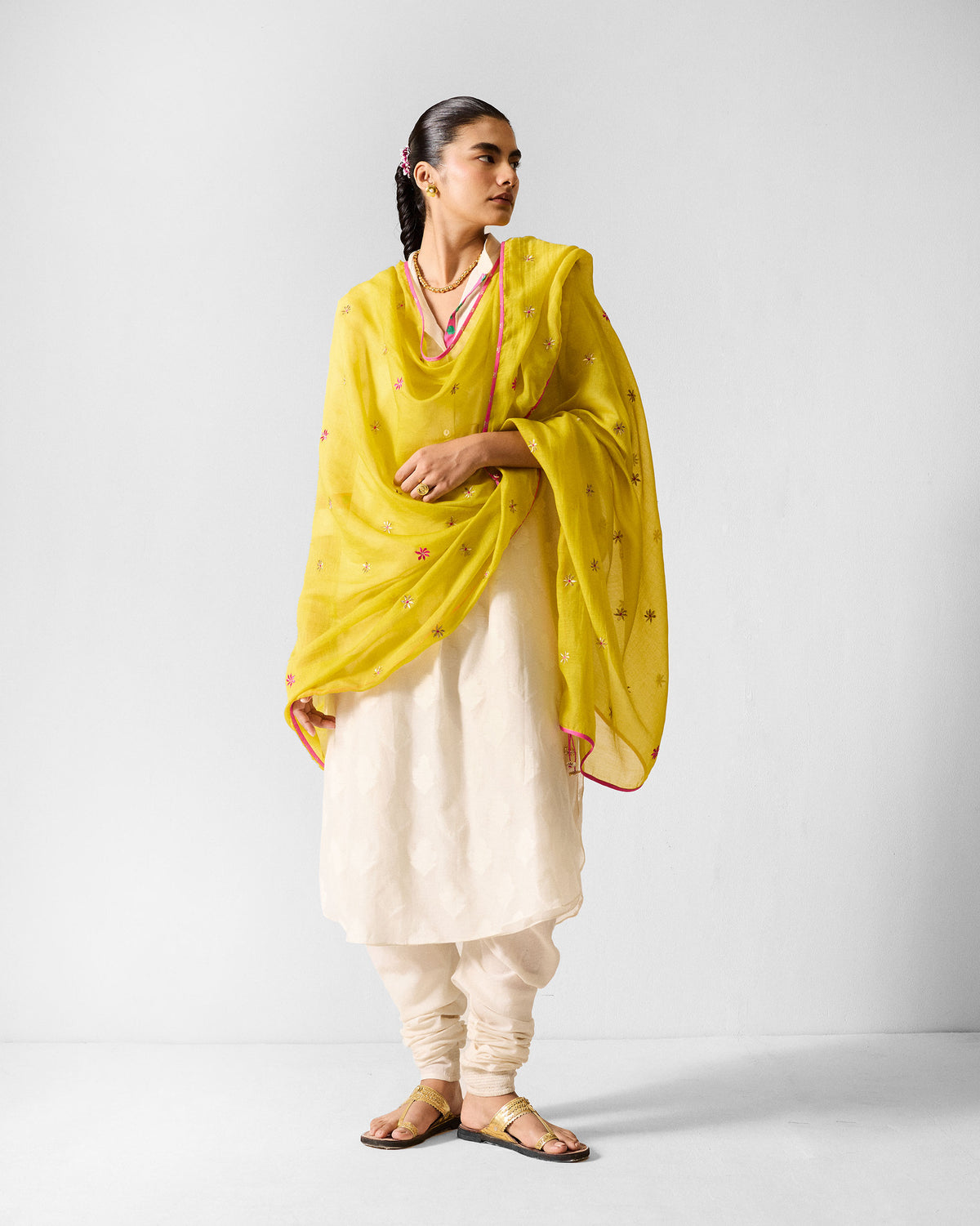 The Basic Long Length Kurta Set - Ivory