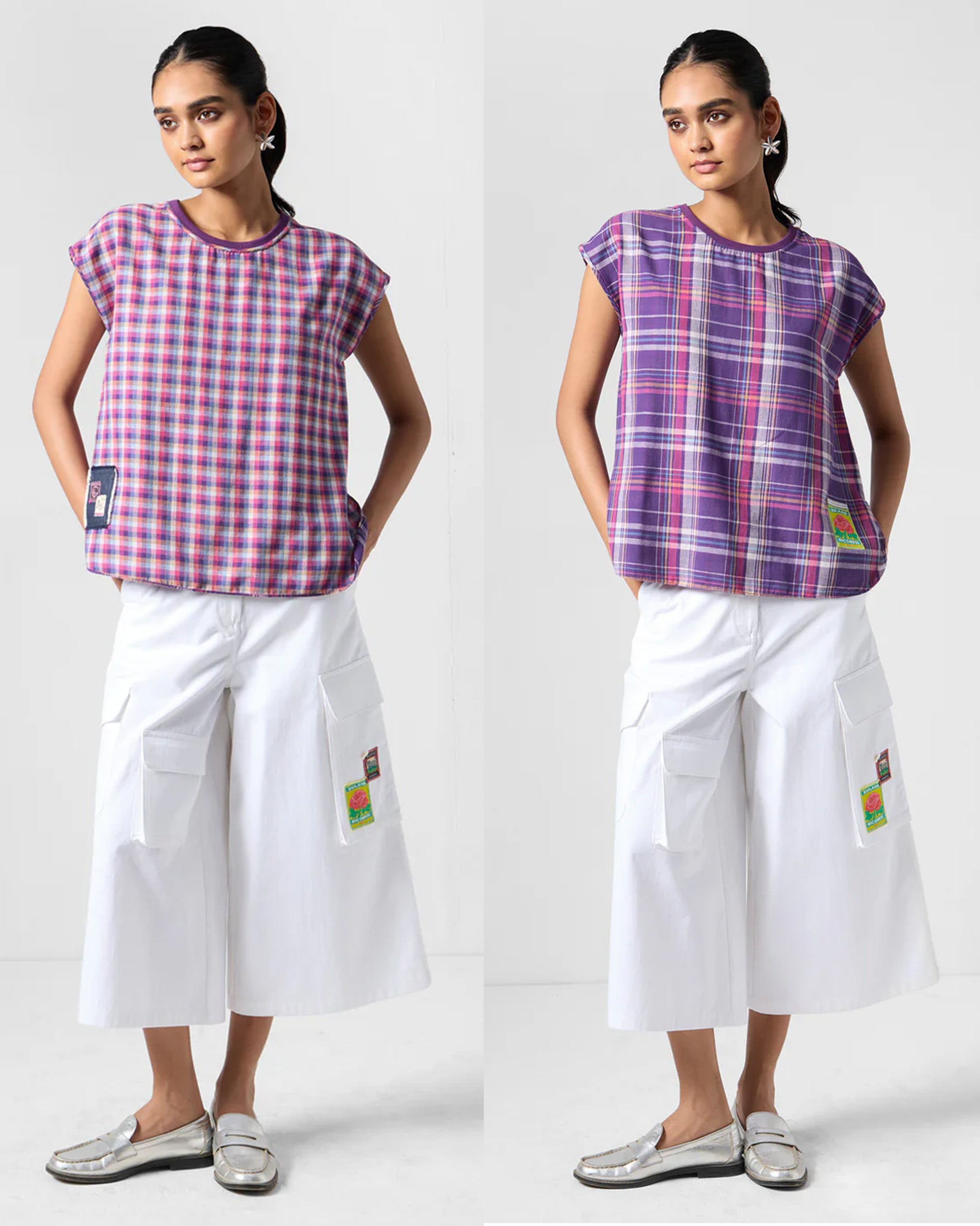Flow Reversible Top - Purple Checks