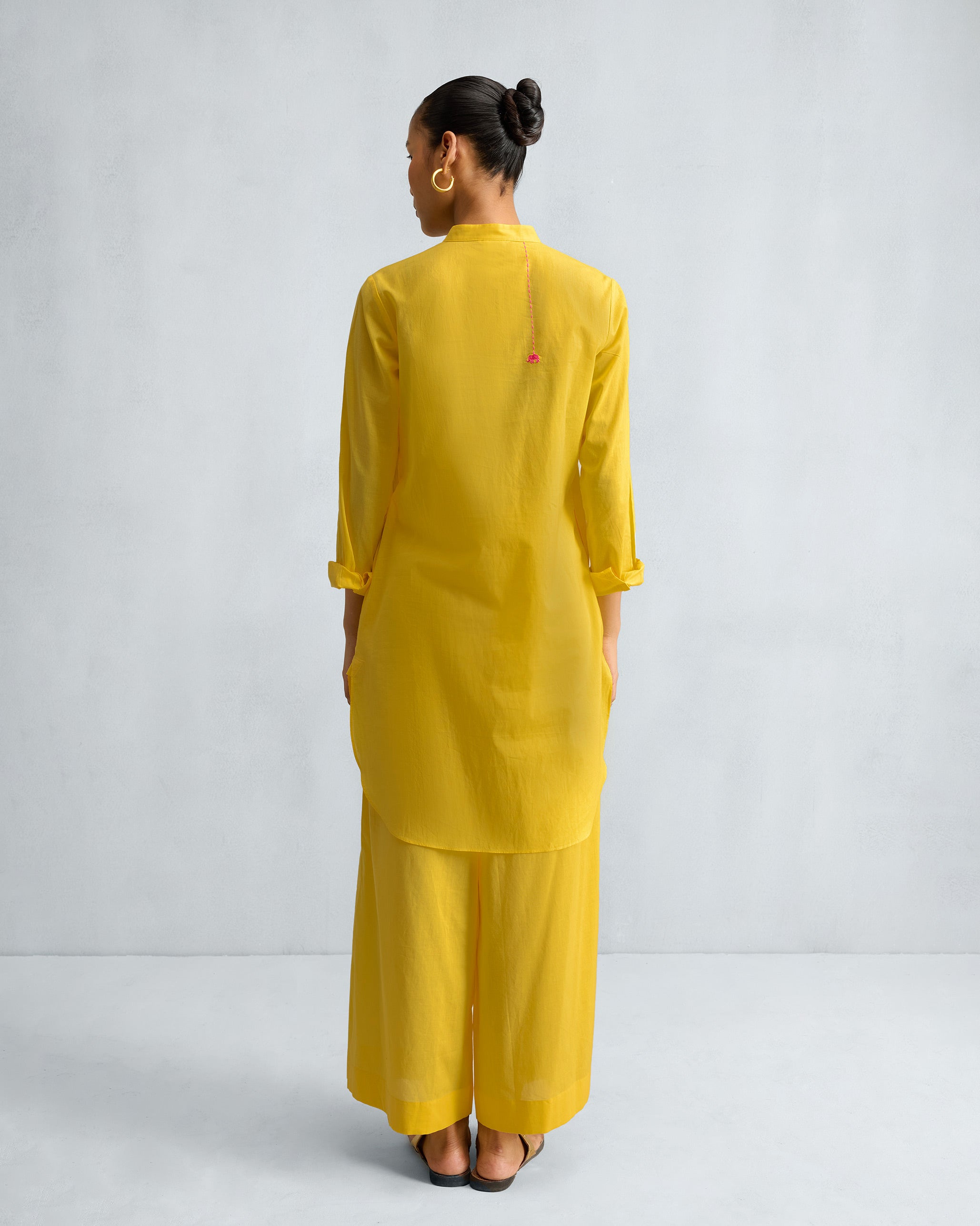 The Basic Mid Length Kurta Set - Yellow