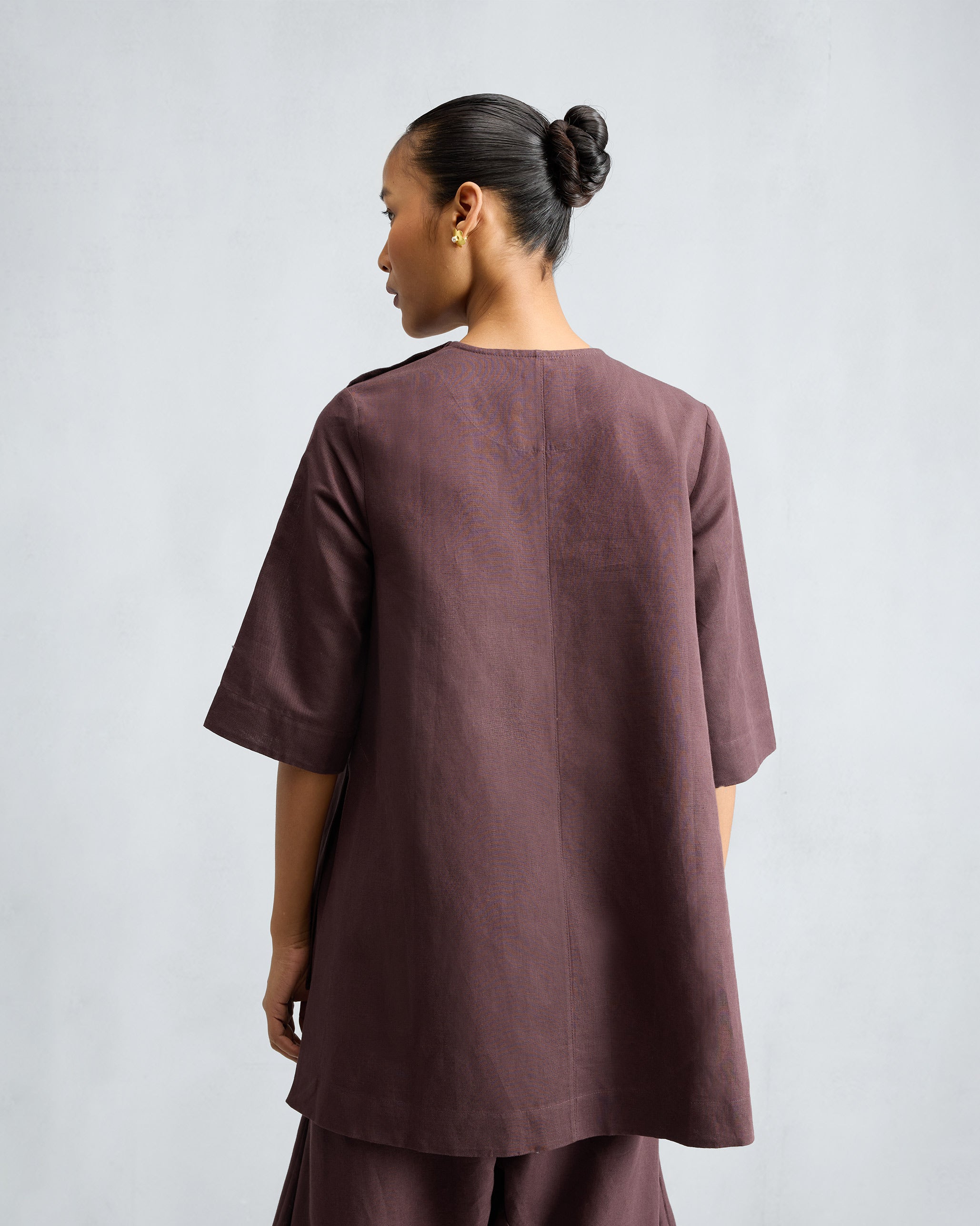 The High Slit Top Set - Chocolate Plum