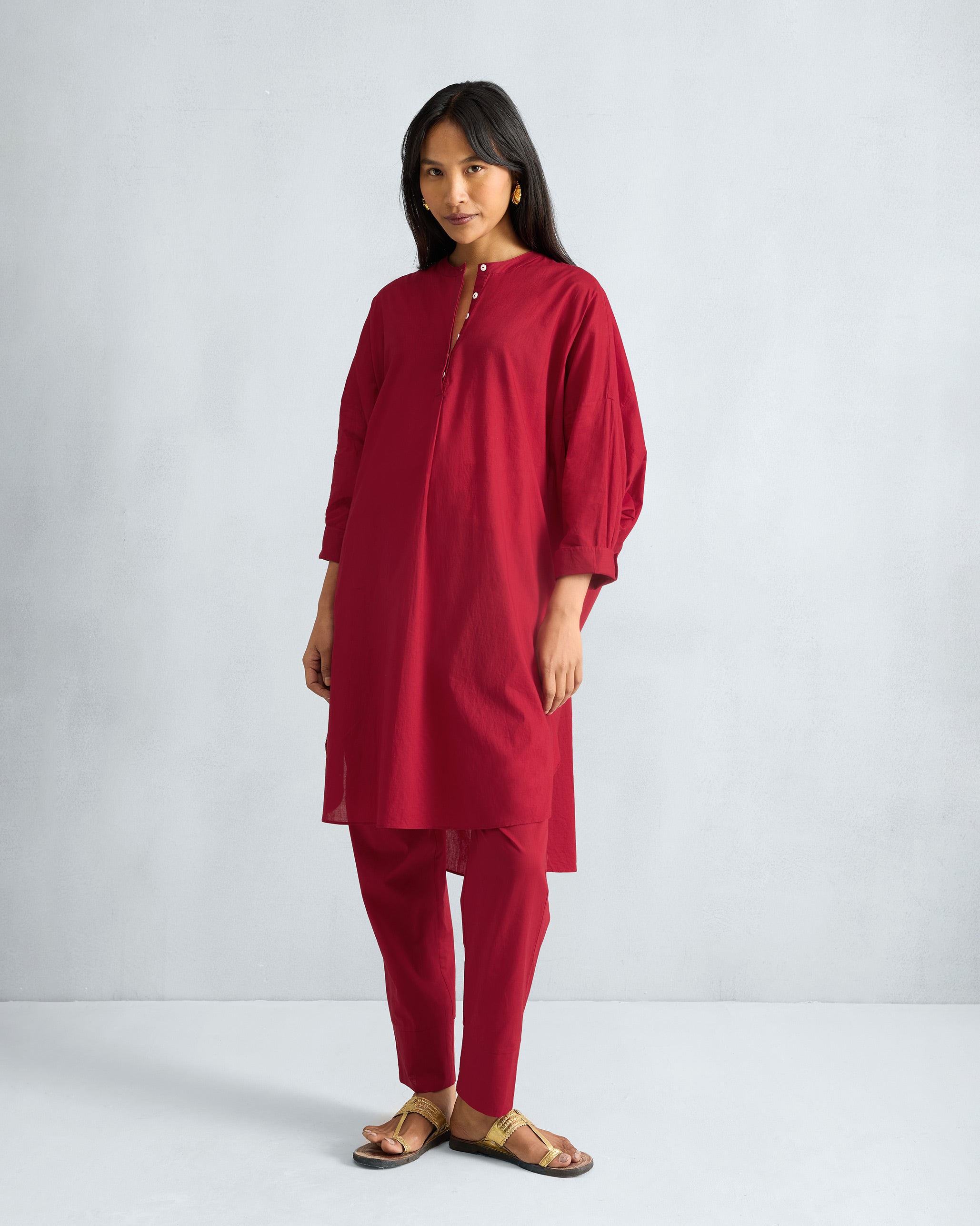 The Lazy Sunday Tunic Set - Red