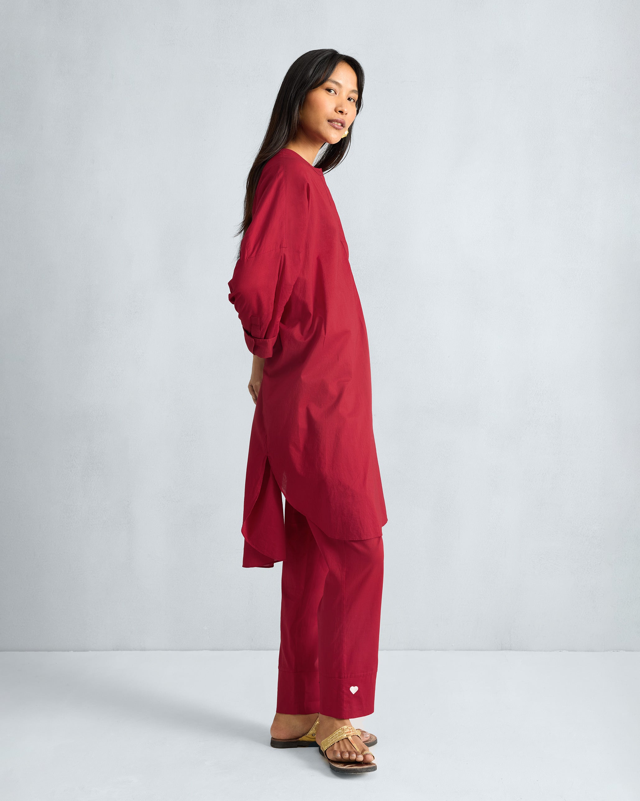 The Lazy Sunday Tunic Set - Red