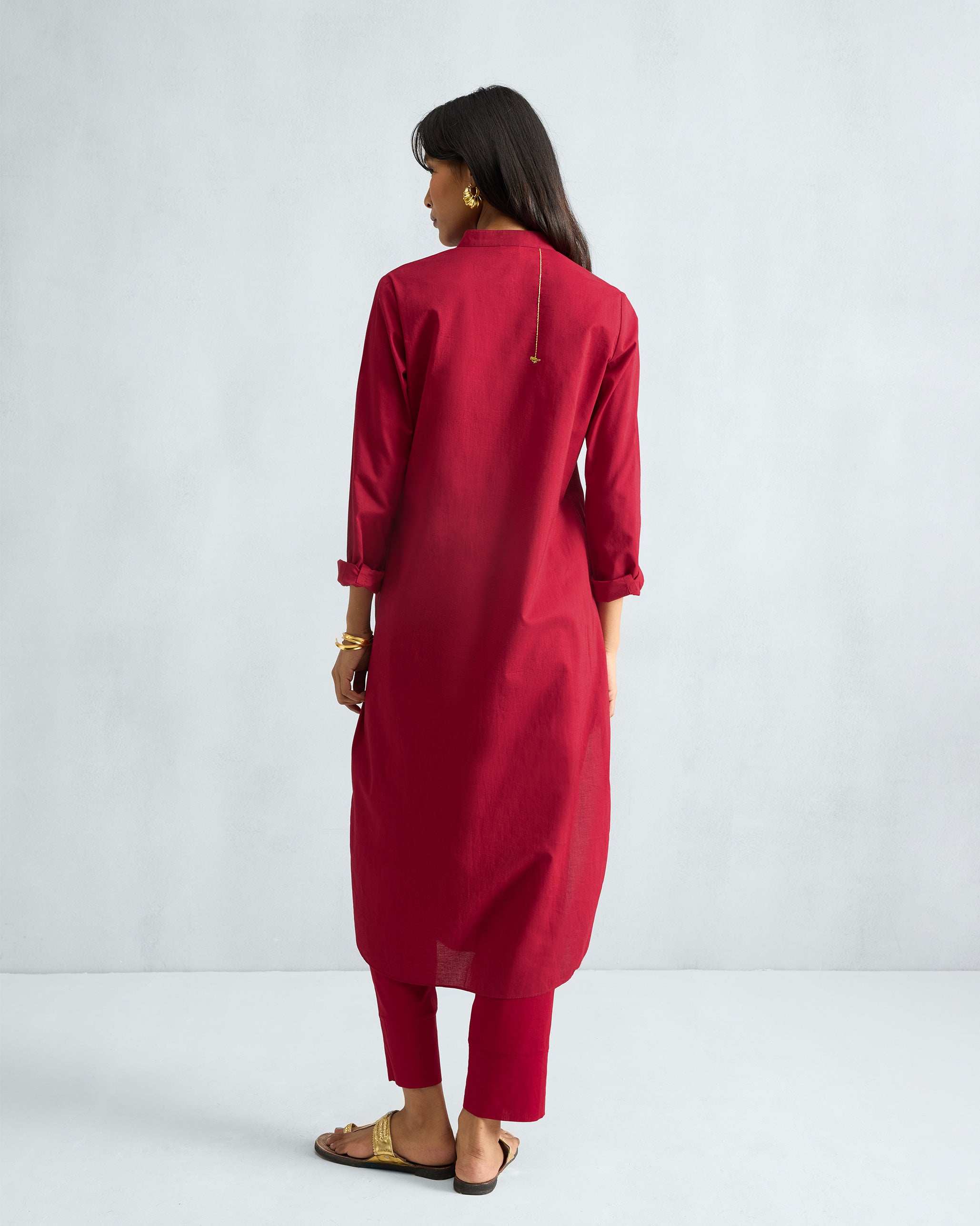 The Basic Long Kurta Set - Red