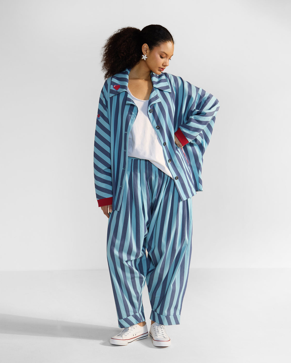 The Ambrai Jacket Set - Blue Stripes