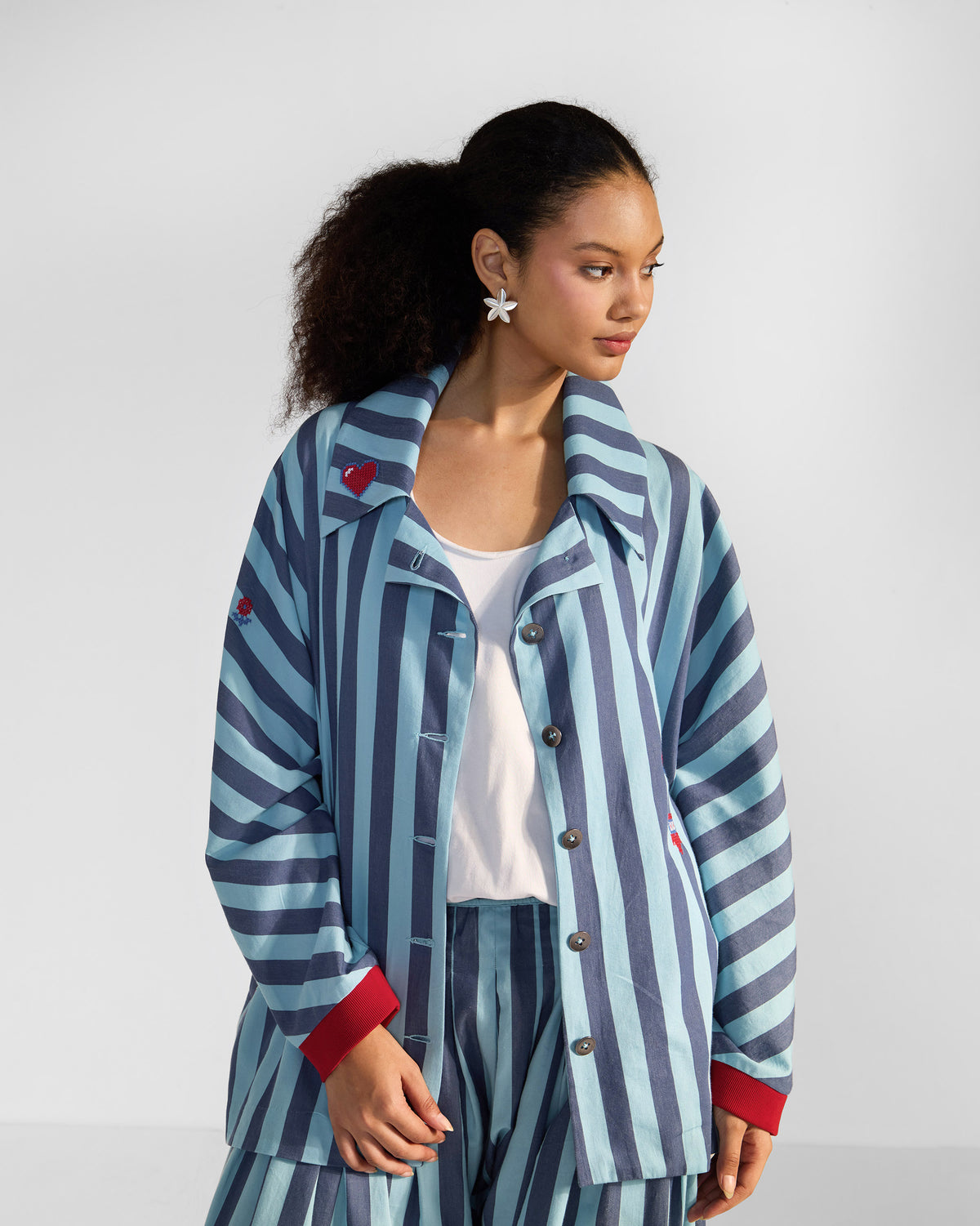 The Ambrai Jacket Set - Blue Stripes