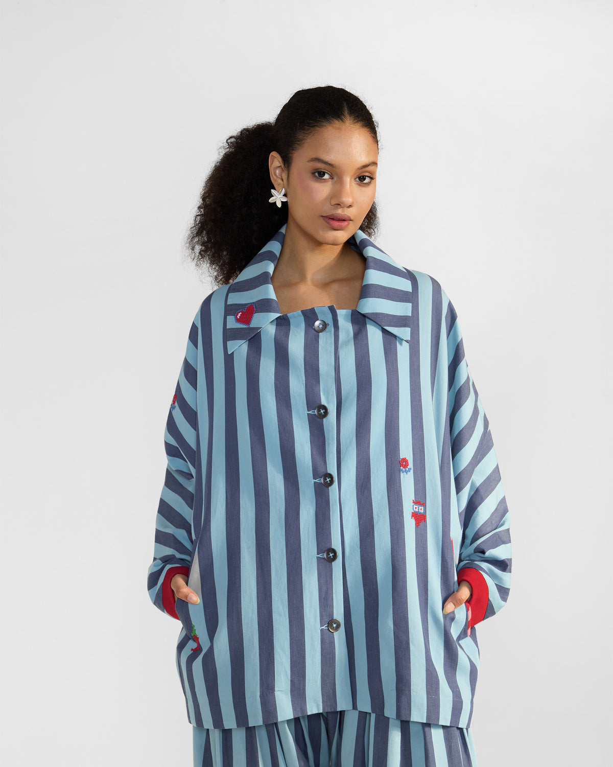 The Ambrai Jacket Set - Blue Stripes