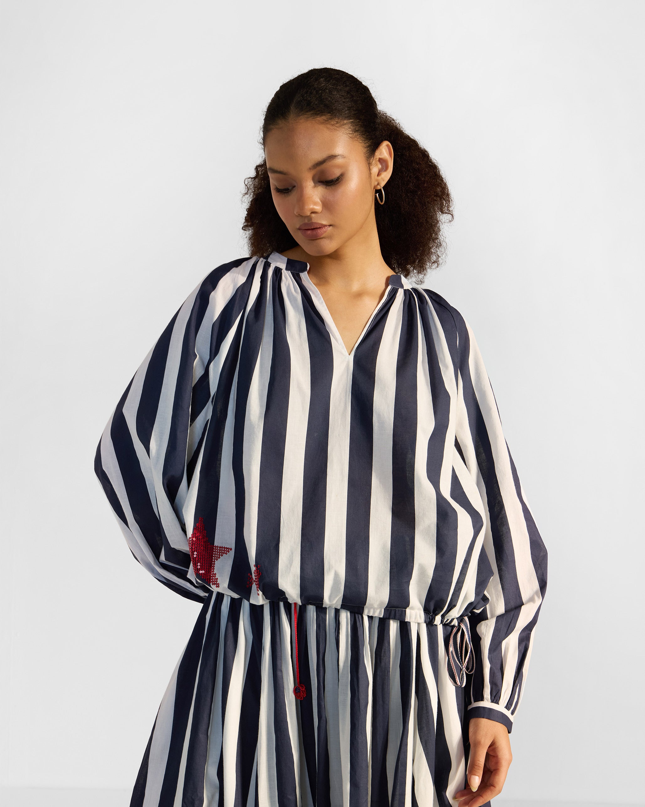 The Zaya Top Set - Blue & White Stripes