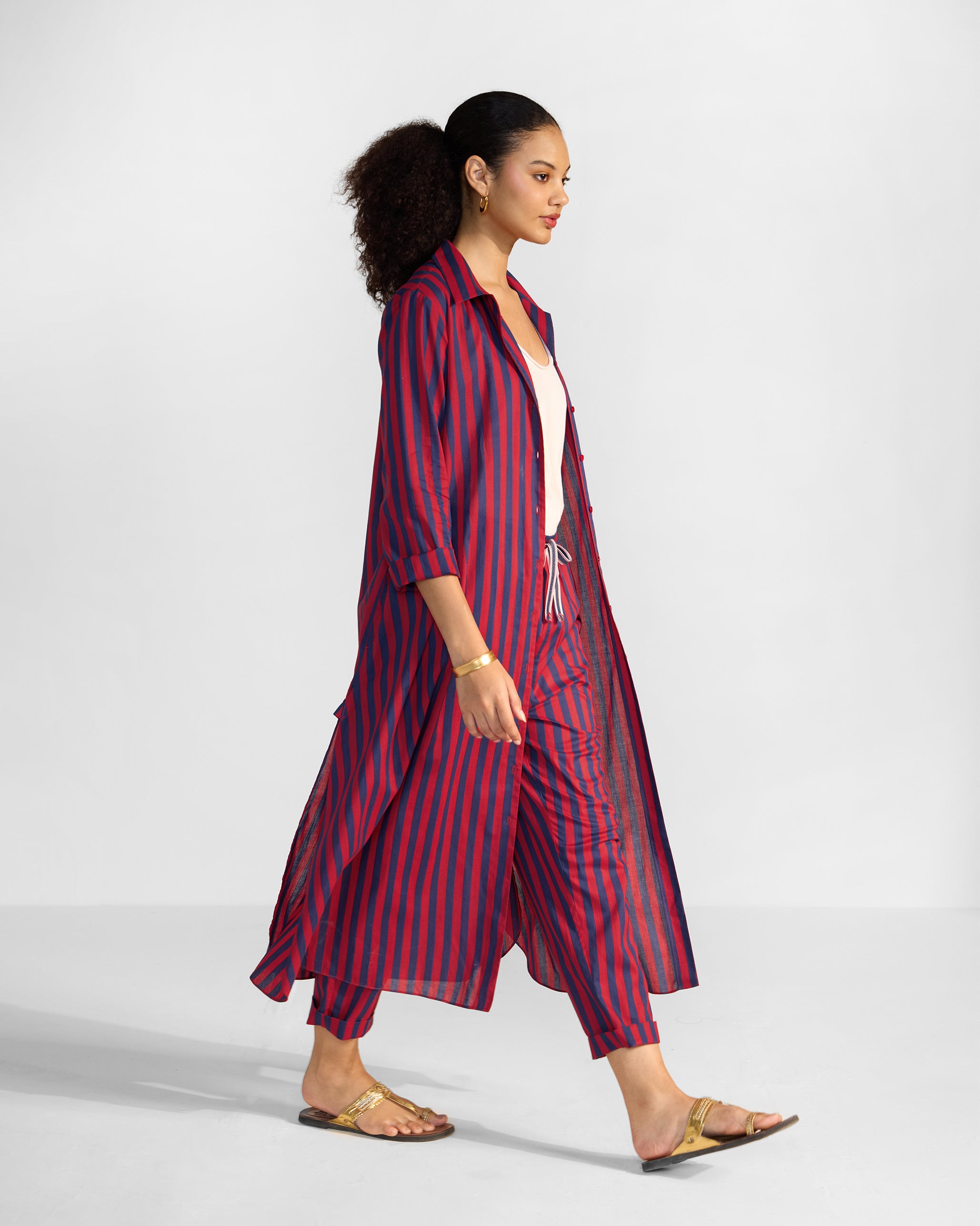 The Nimar Dress Set - Red & Navy Stripes