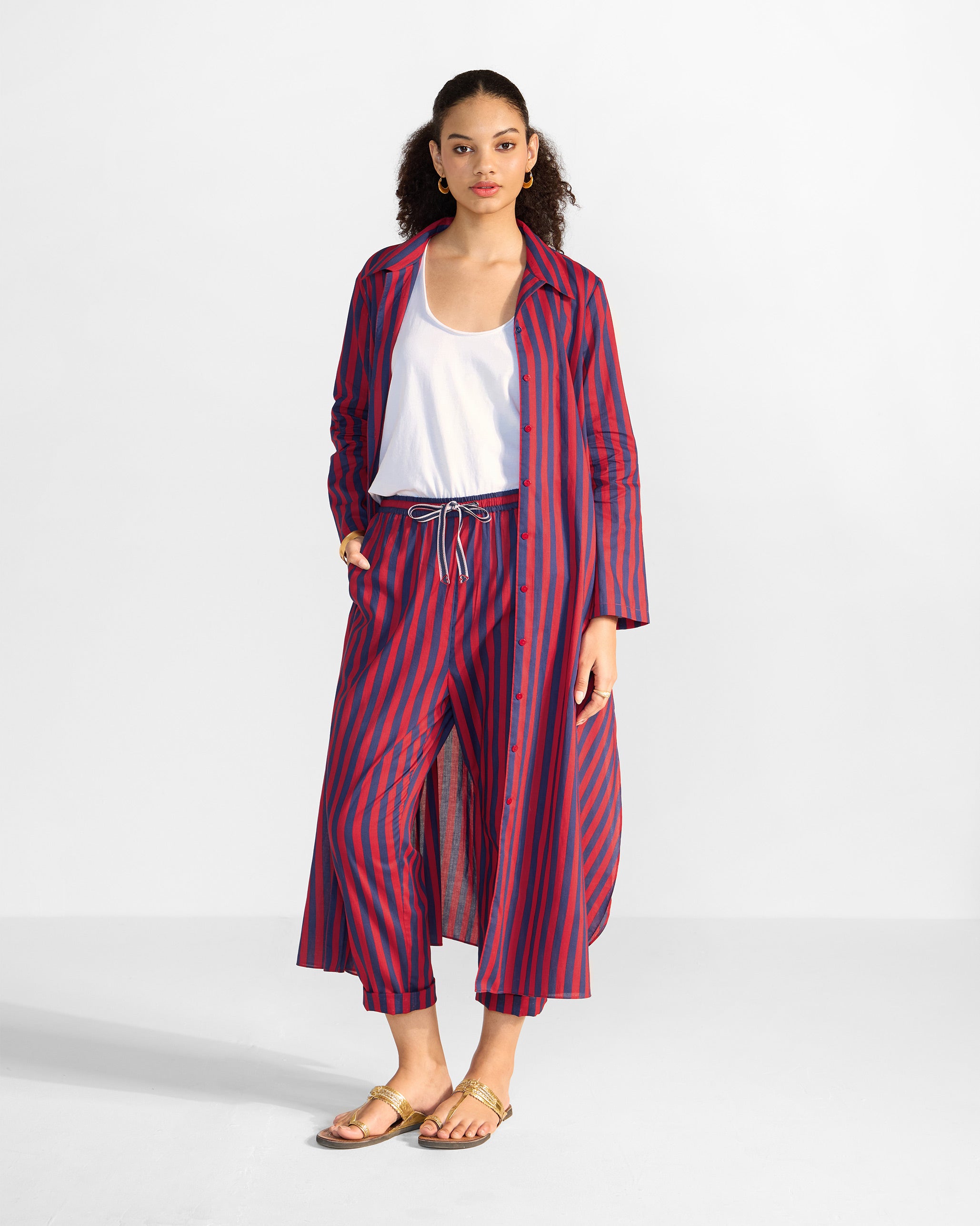The Nimar Dress Set - Red & Navy Stripes